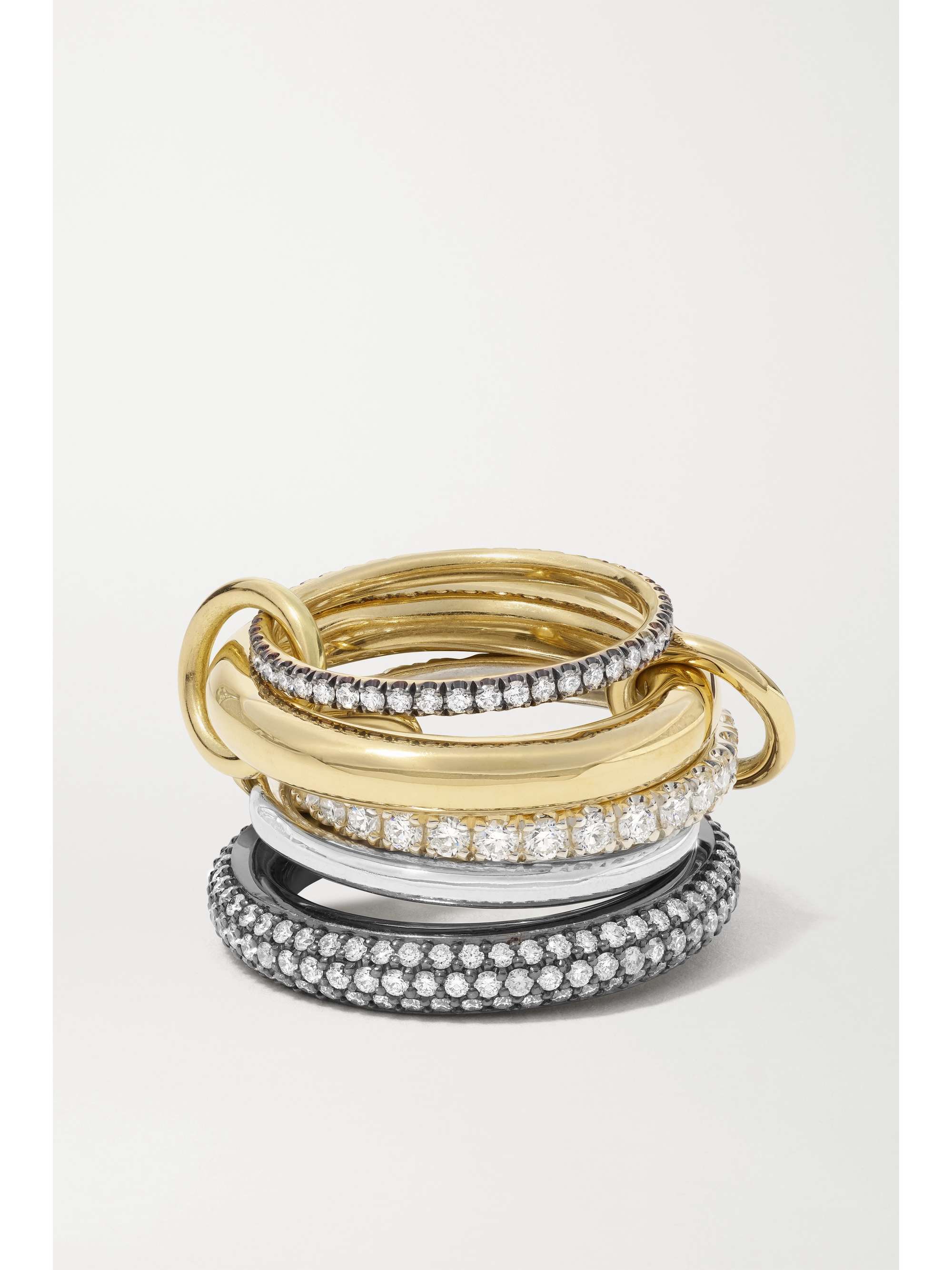SPINELLI KILCOLLIN Leilani set of five 18-karat gold and rhodium-plated diamond rings