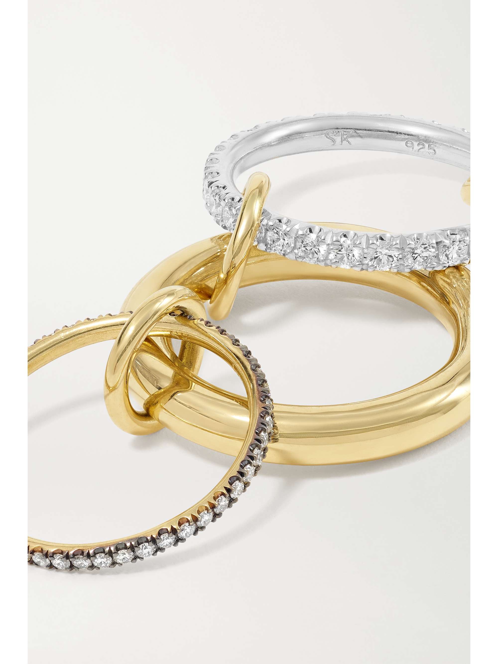 SPINELLI KILCOLLIN Leilani set of five 18-karat gold and rhodium-plated diamond rings