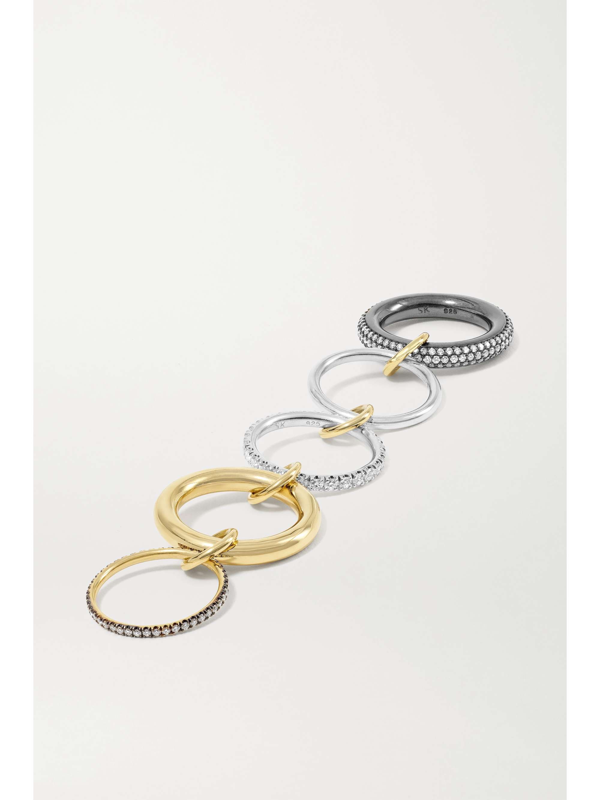 SPINELLI KILCOLLIN Leilani set of five 18-karat gold and rhodium-plated diamond rings