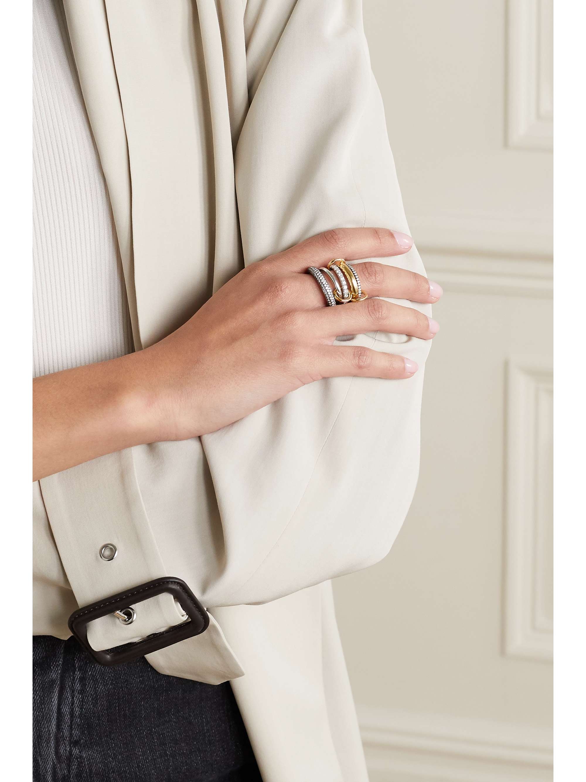 SPINELLI KILCOLLIN Leilani set of five 18-karat gold and rhodium-plated diamond rings