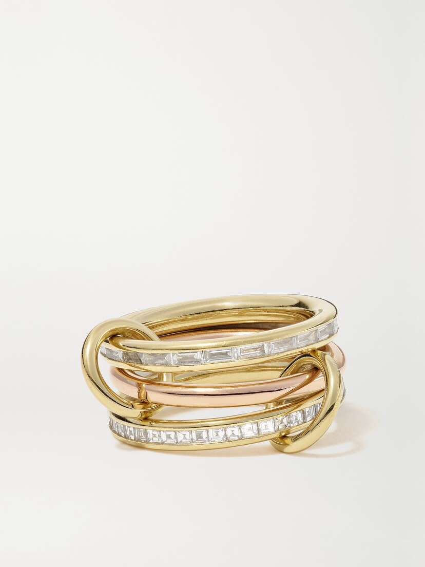 Spinelli Kilcollin Mozi Set Of Three 18-karat Rose And Yellow Gold Diamond Rings