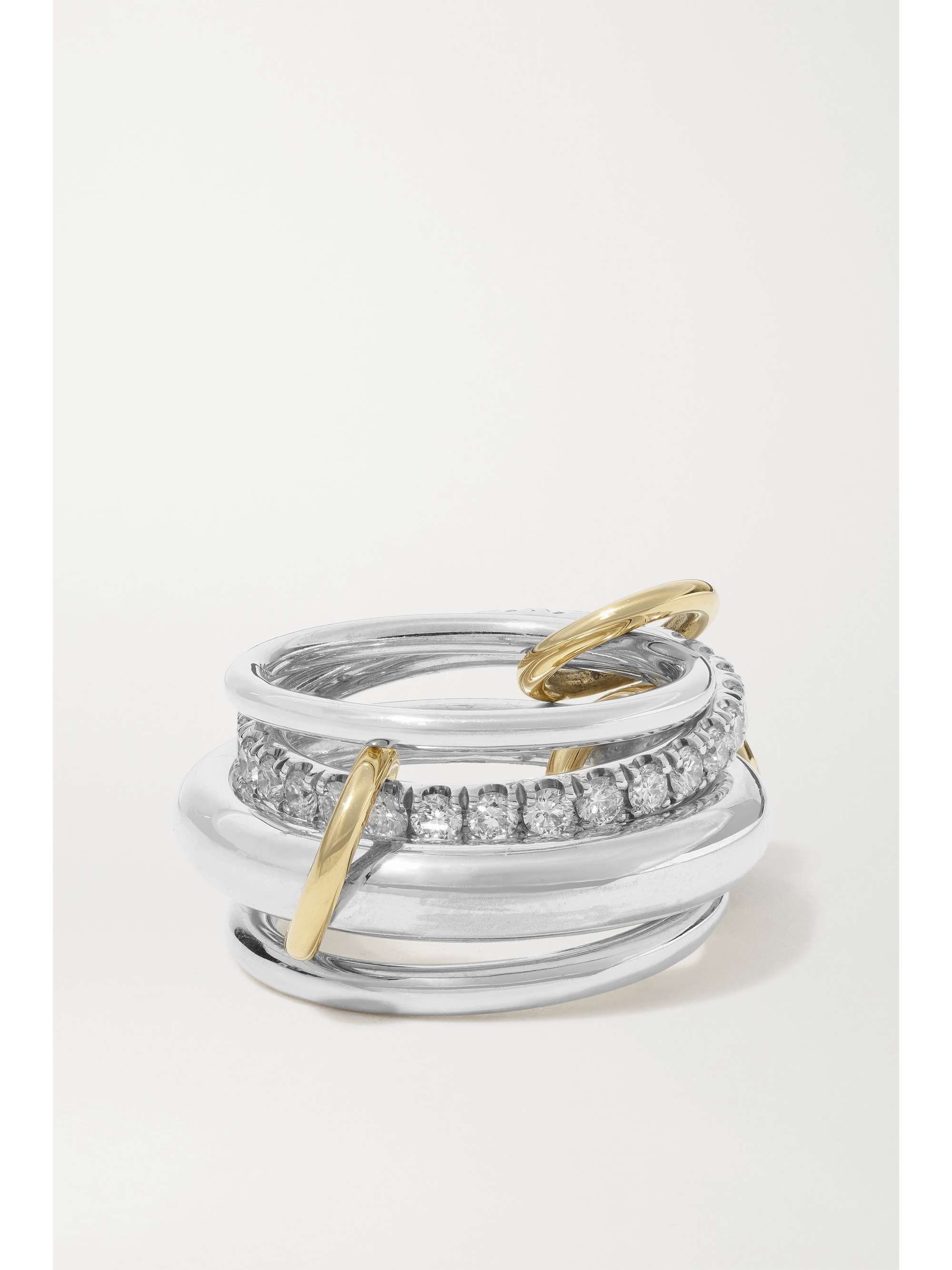 SPINELLI KILCOLLIN Set de quatre bagues en argent sterling, or 18 carats (750/1000) et diamants Luna