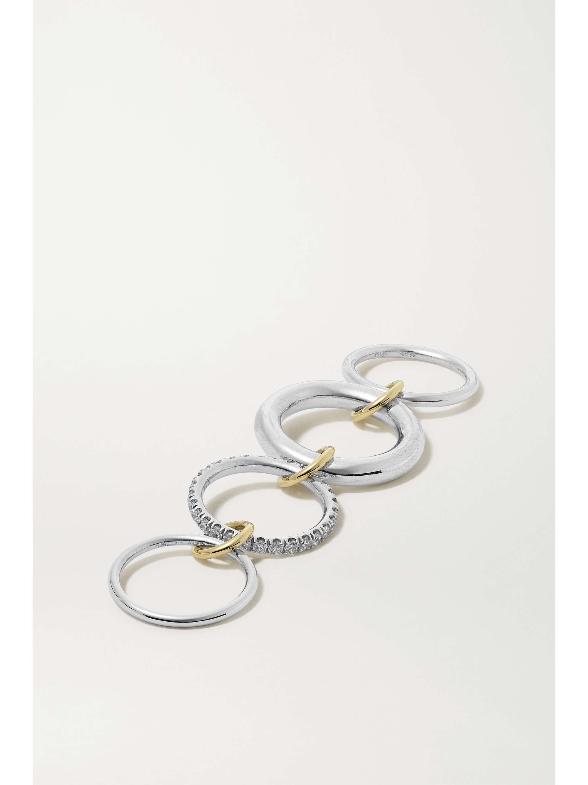 SPINELLI KILCOLLIN Set de quatre bagues en argent sterling, or 18 carats (750/1000) et diamants Luna