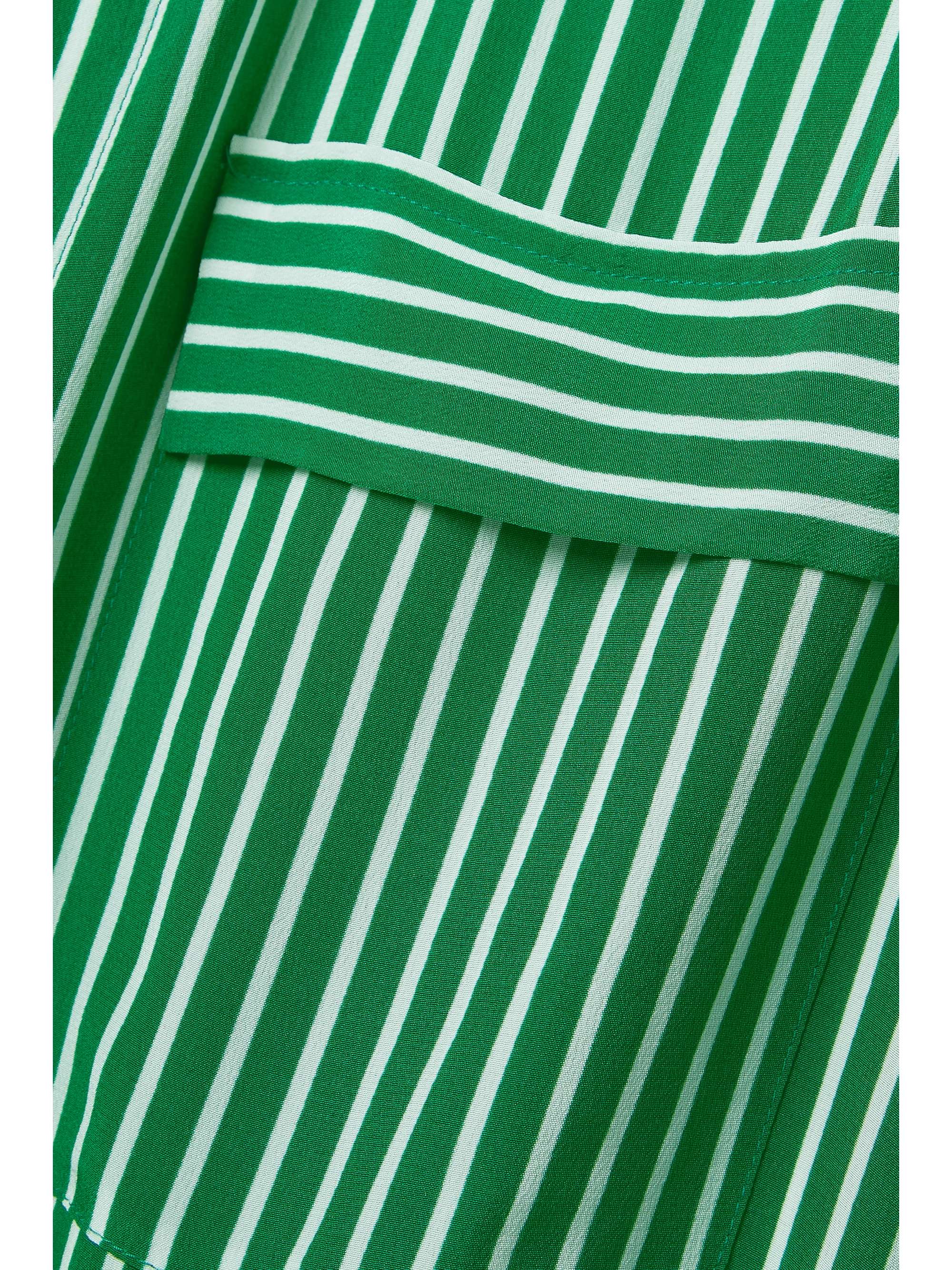 L'AGENCE Cameron belted striped silk crepe de chine maxi shirt dress