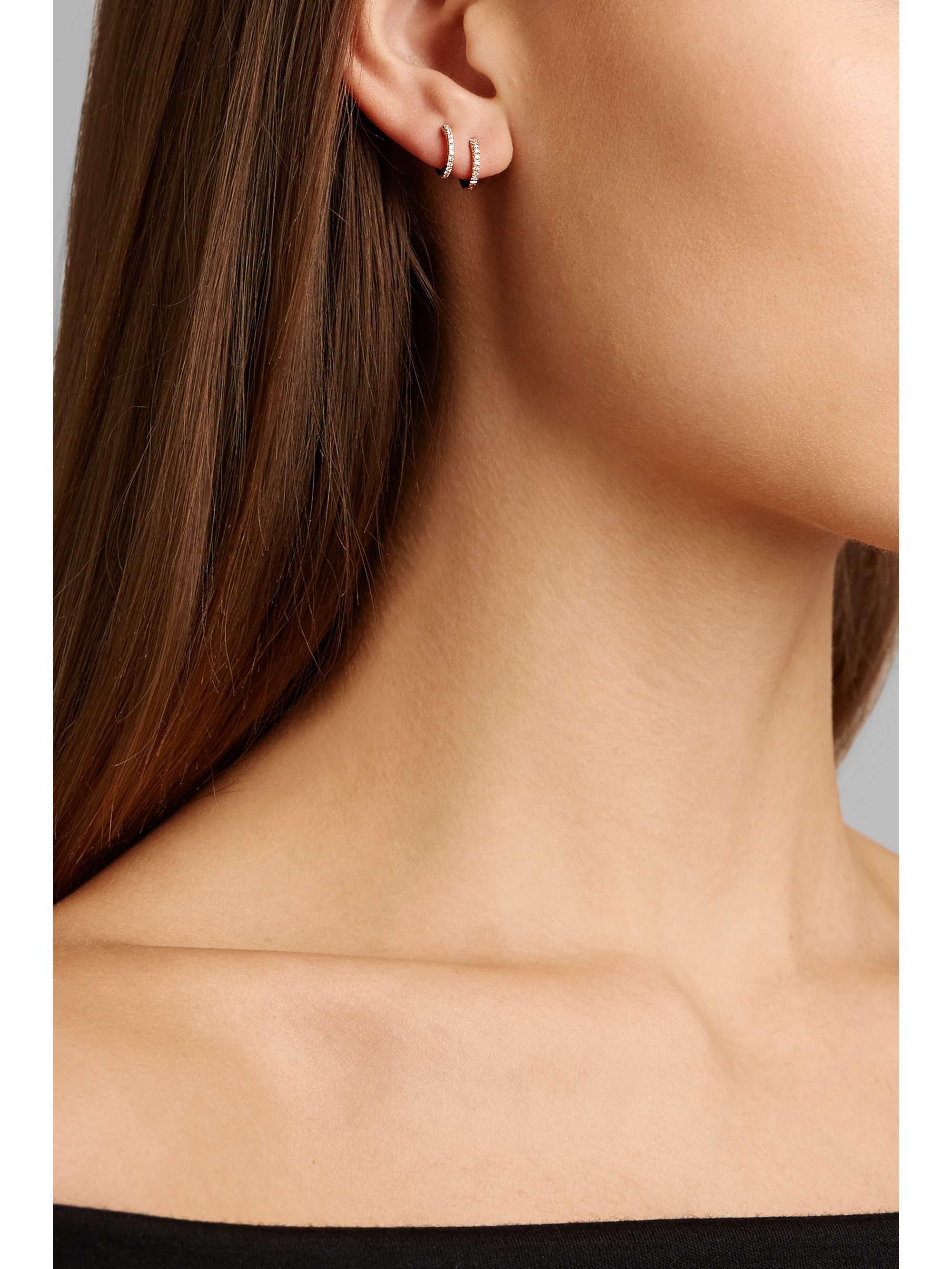 MARIA TASH 6.5mm 18-karat rose gold diamond hoop earring