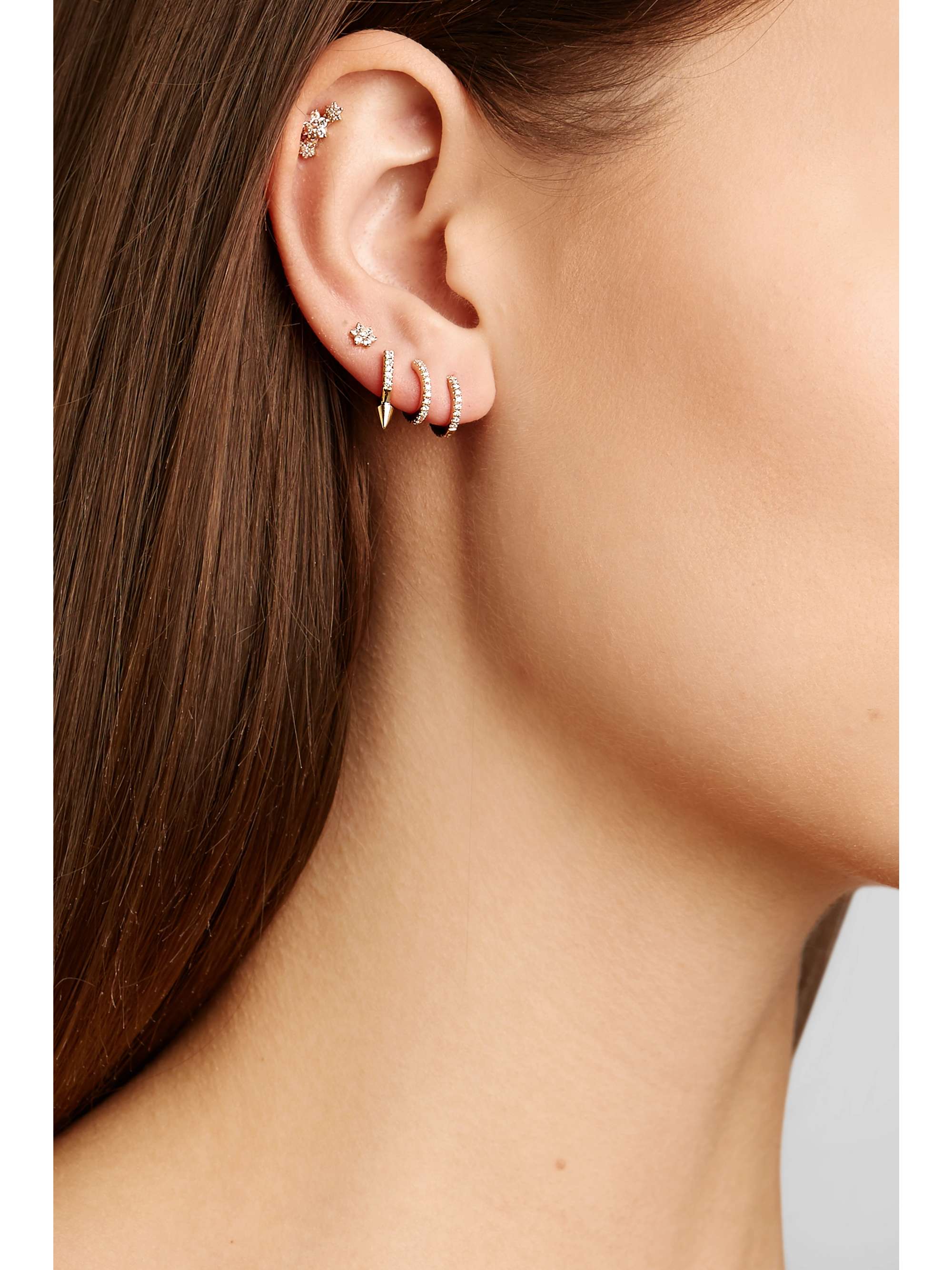 MARIA TASH 6.5mm 18-karat rose gold diamond hoop earring