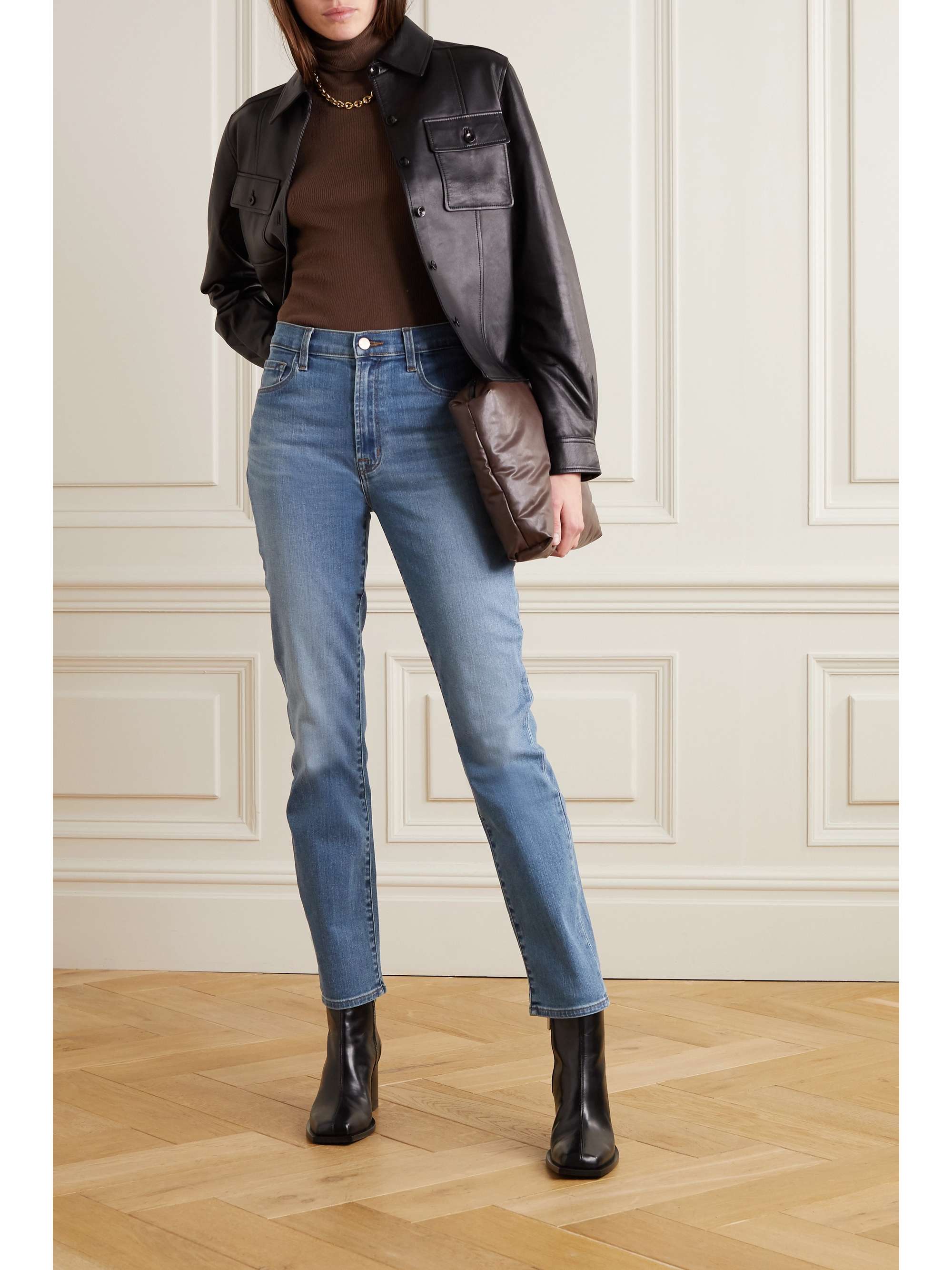 Mid denim Teagan high-rise straight-leg 