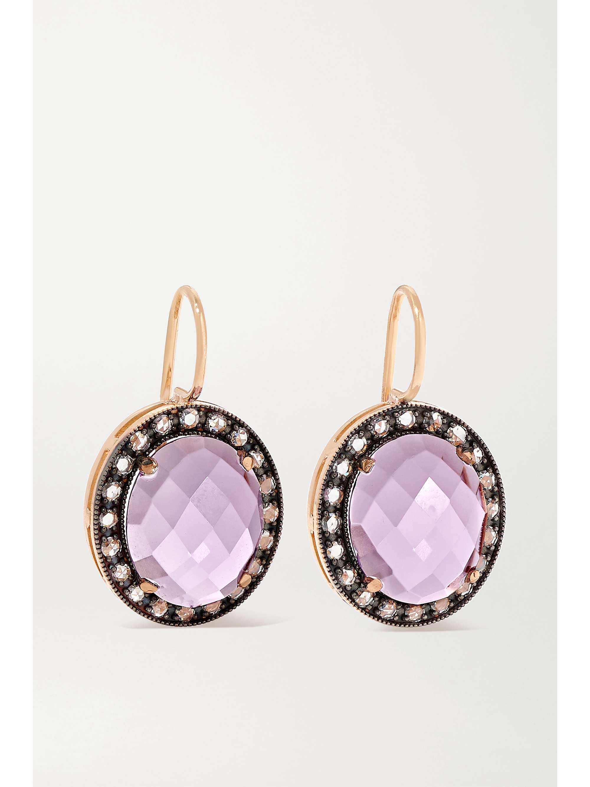 ANDREA FOHRMAN 18-karat rose gold, amethyst and diamond earrings