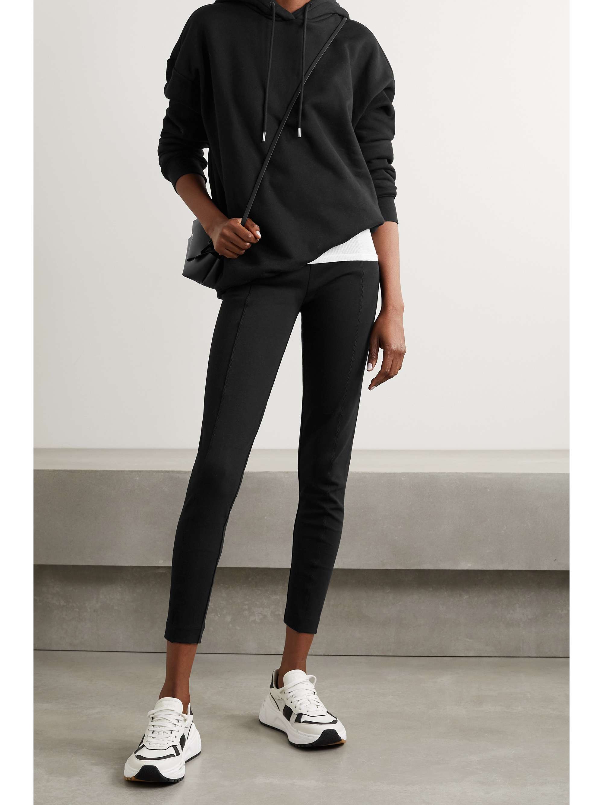 NINETY PERCENT + NET SUSTAIN paneled organic cotton-blend jersey slim-leg pants