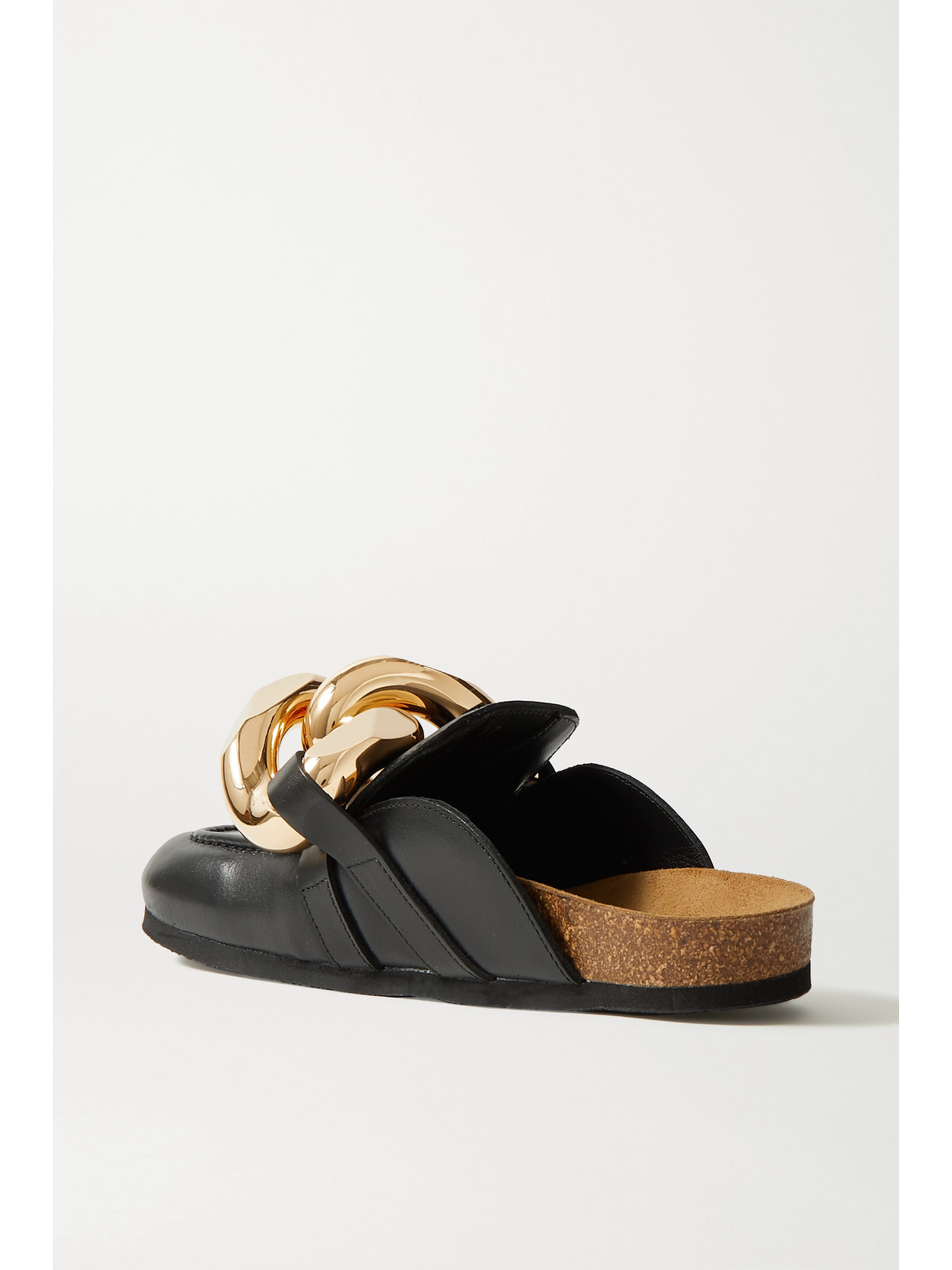 JW ANDERSON CHAIN-EMBELLISHED LEATHER SLIPPERS