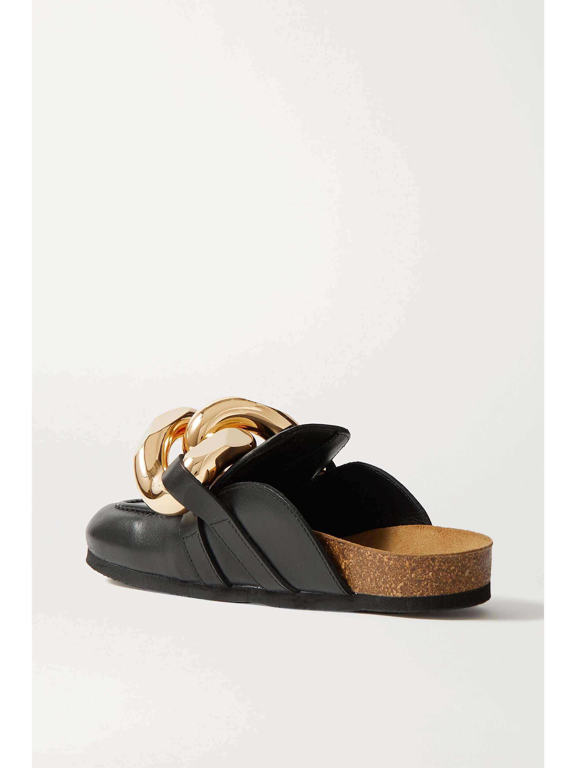 JW ANDERSON Chain-embellished shearling-lined leather slippers