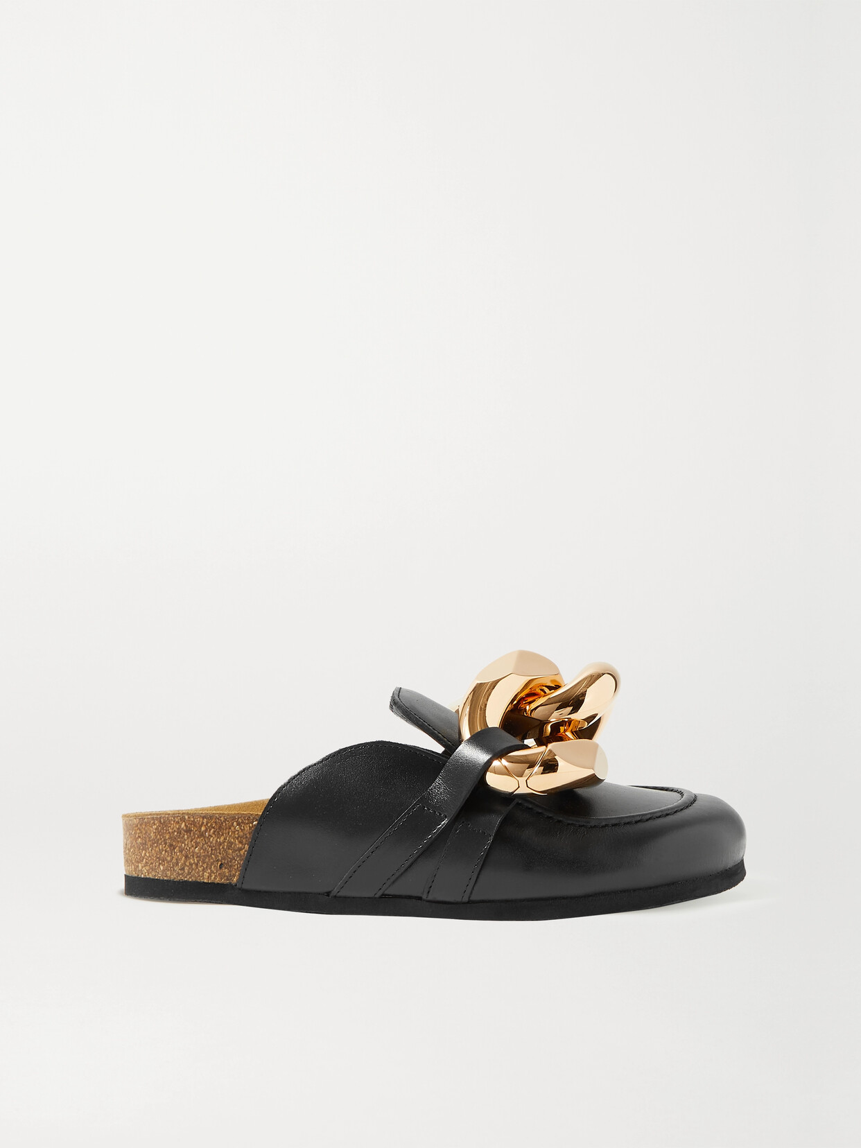 Jw Anderson Chain-embellished Leather Slippers In Black