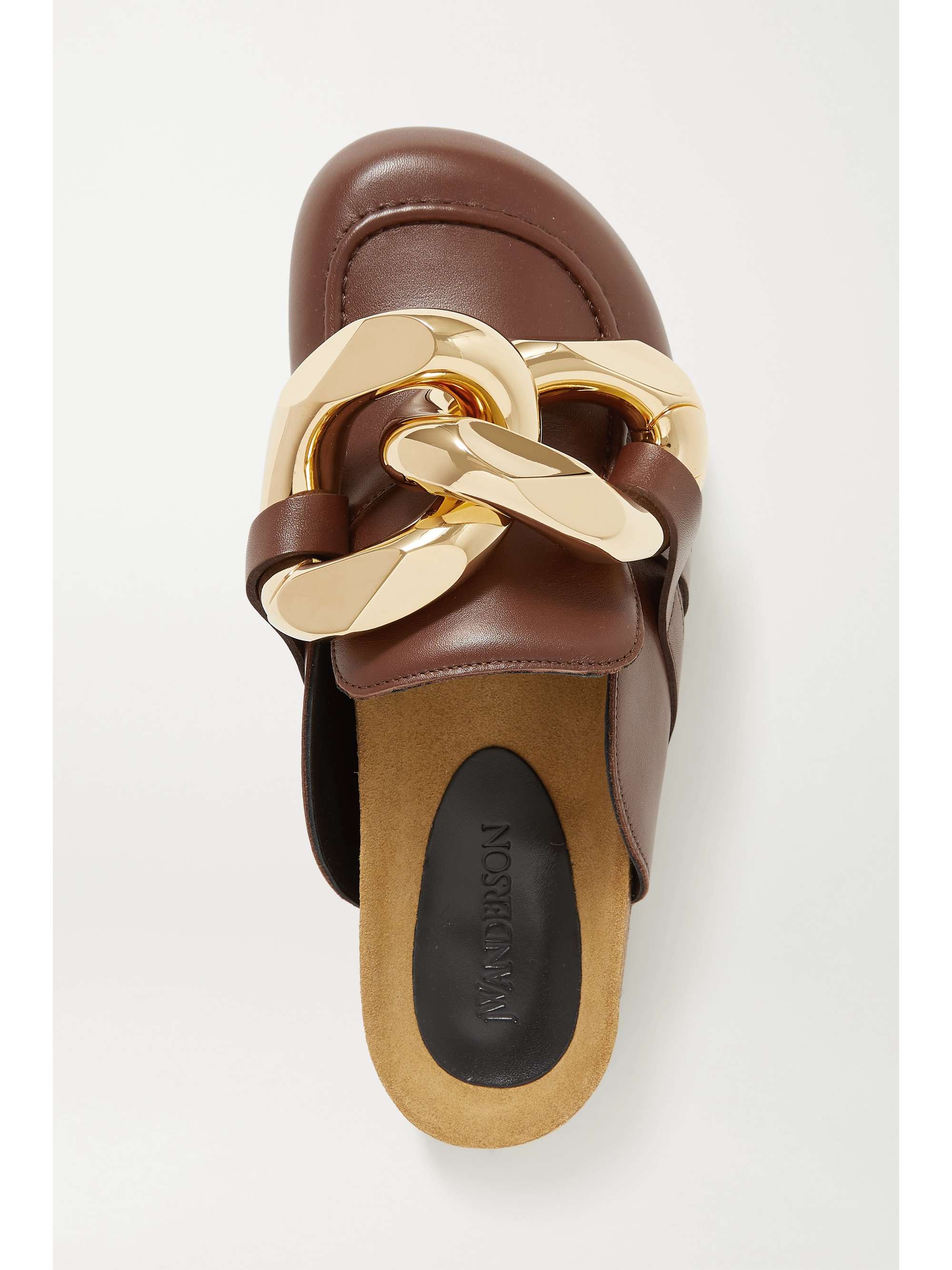 JW ANDERSON Slippers aus Metallic-Leder mit Kette