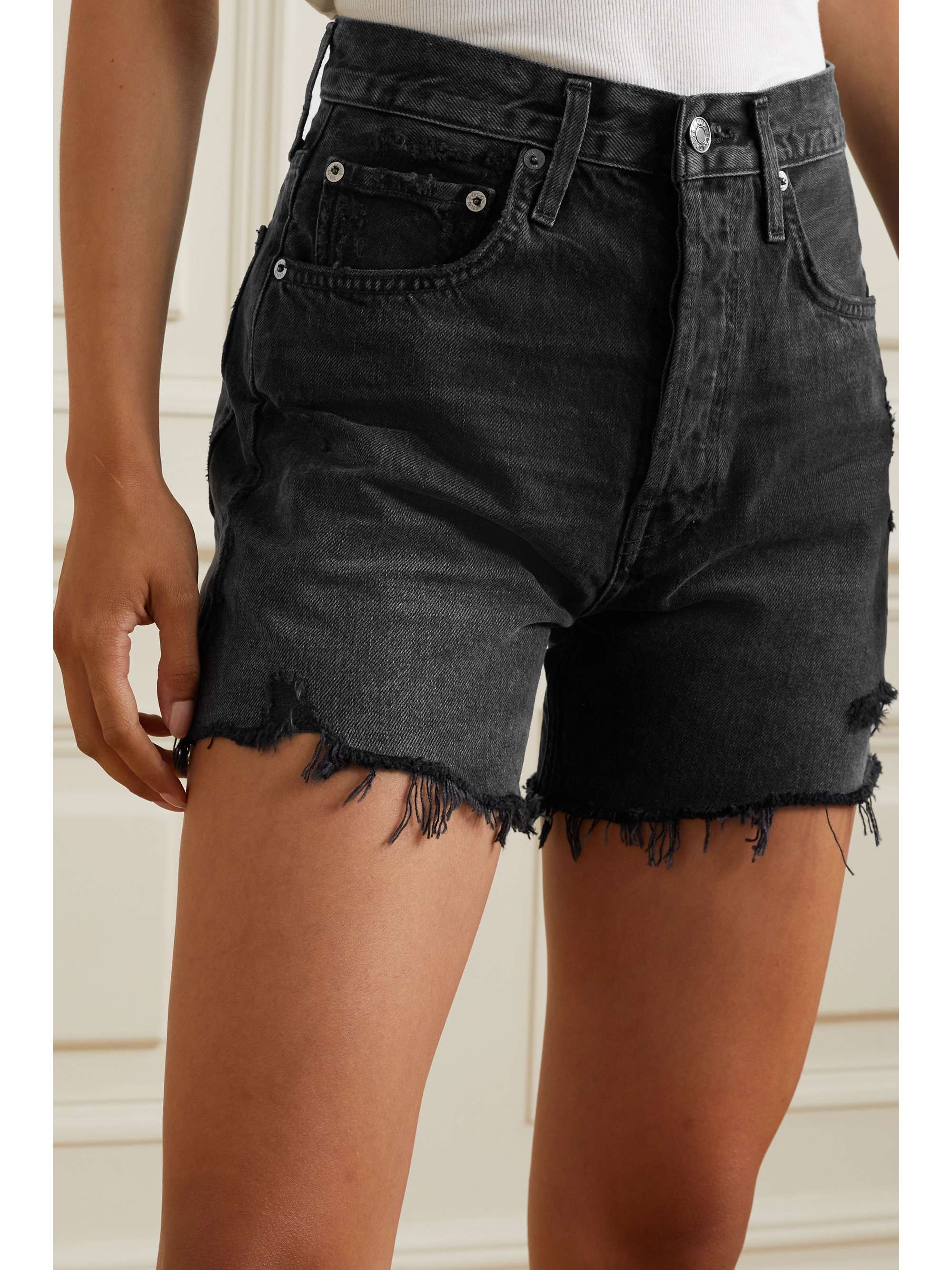 Black Riley distressed denim shorts 