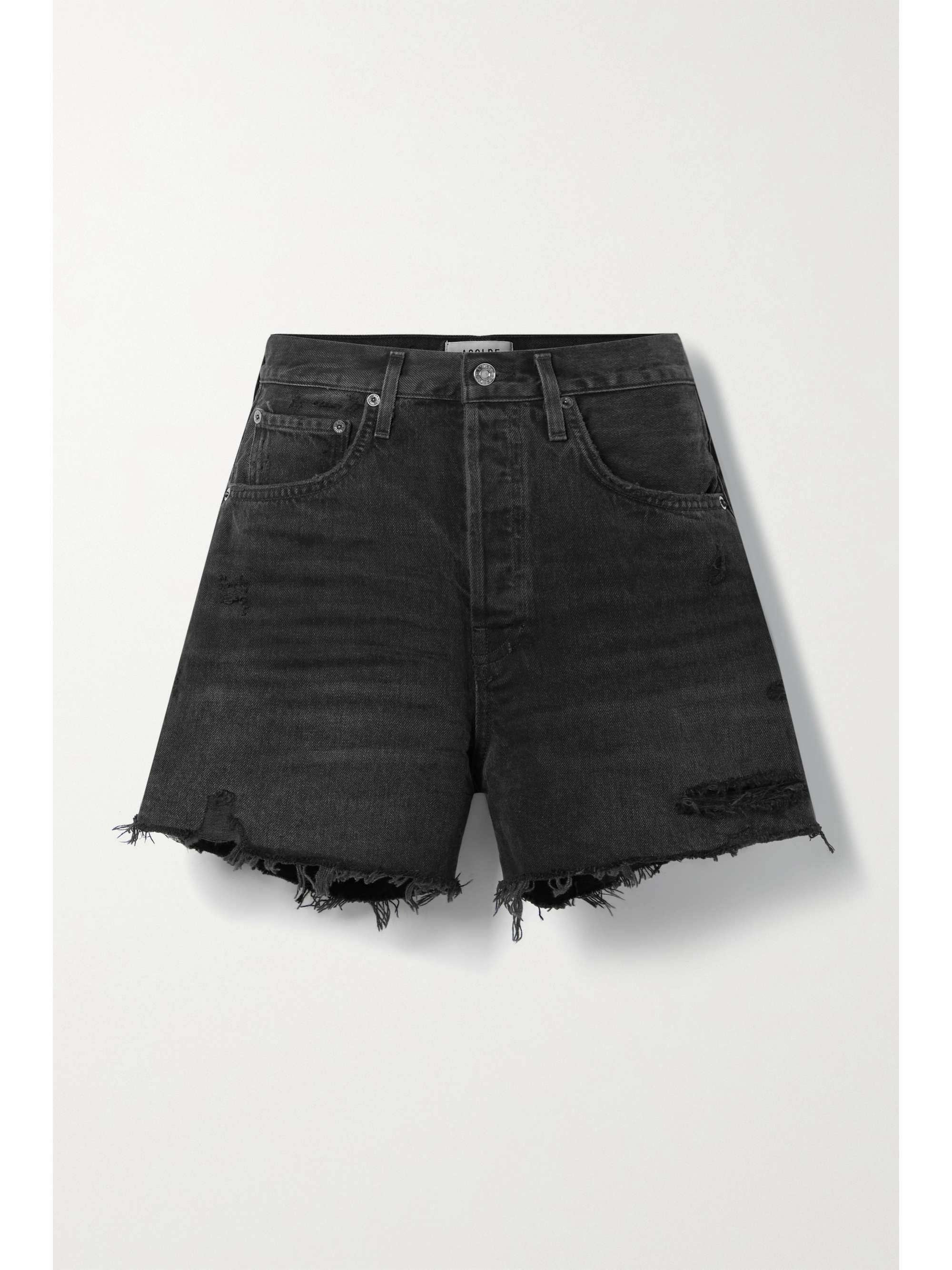 Black Riley distressed denim shorts 