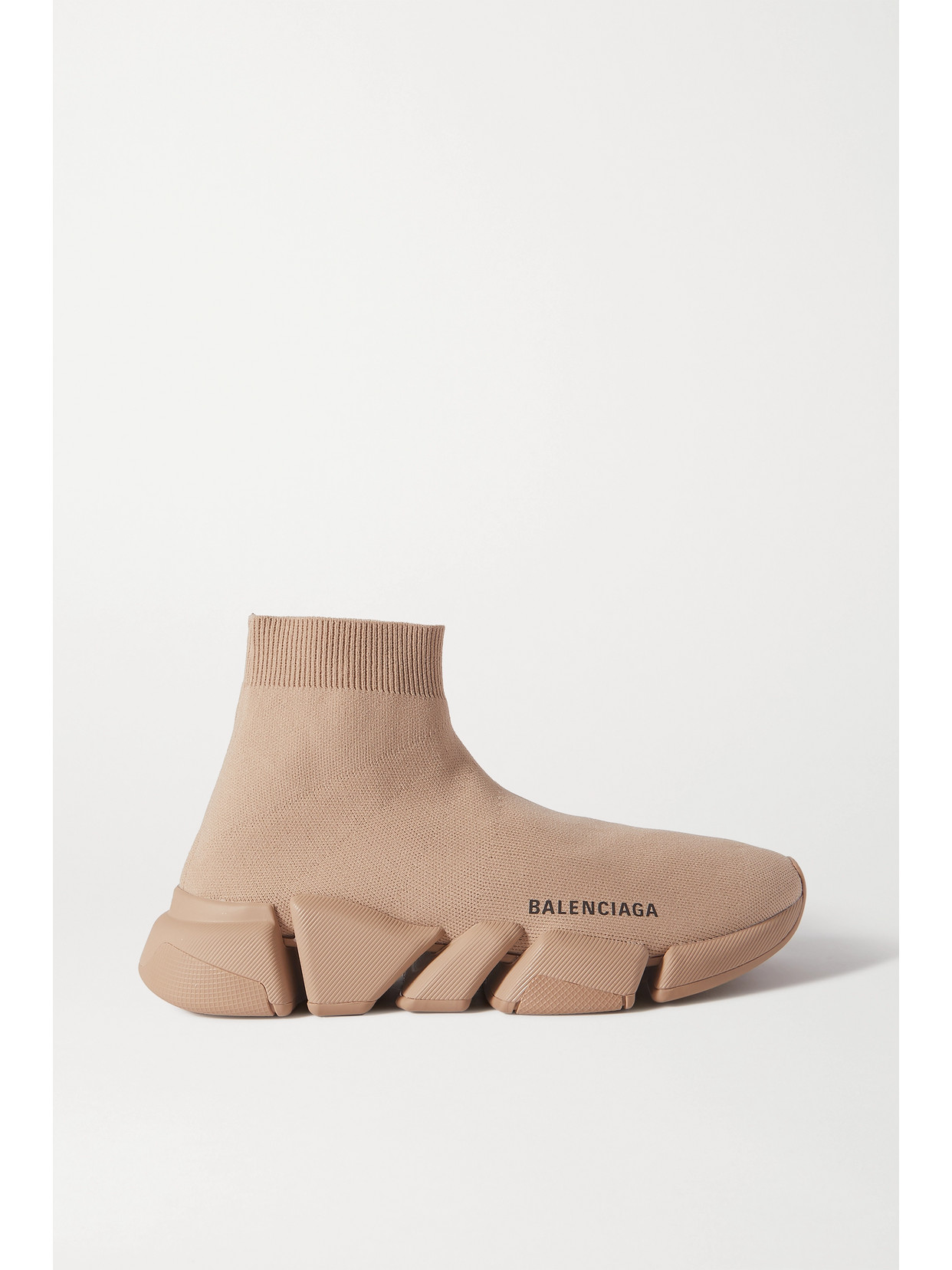 Shop Balenciaga Speed 2.0 Stretch-knit High-top Sneakers In Beige