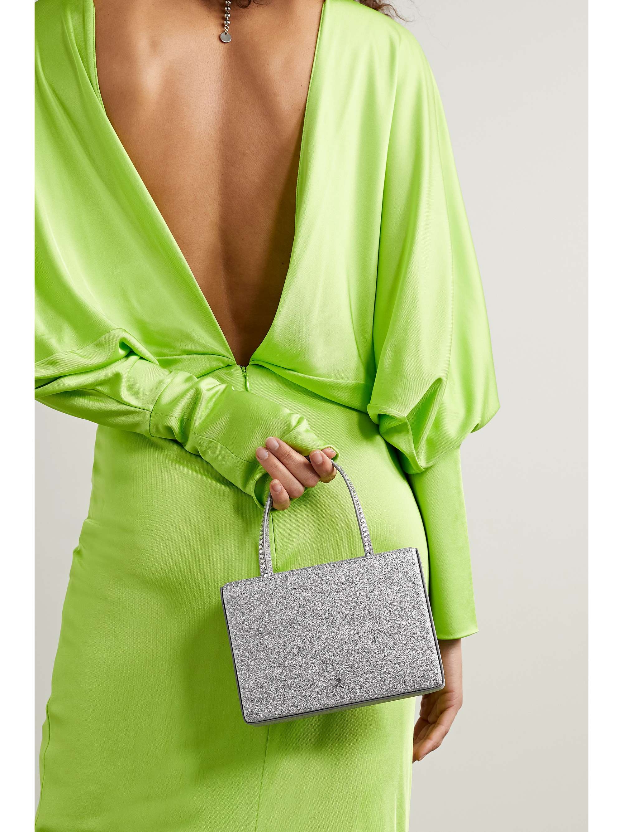 AMINA MUADDI Sac à main en satin à cristaux Gilda Mini