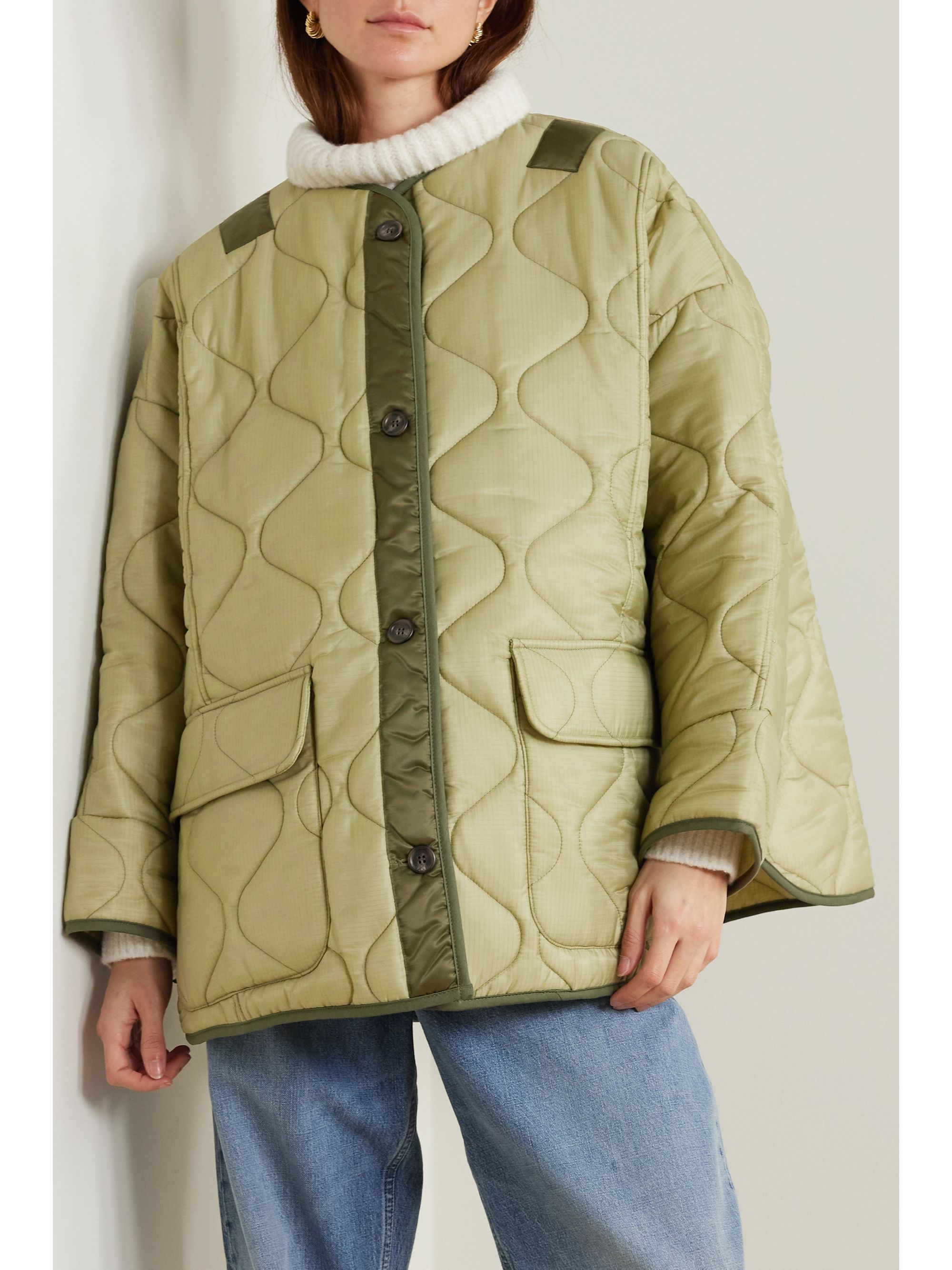 Army green Quilted padded ripstop jacket FRANKIE SHOP NETAPORTER