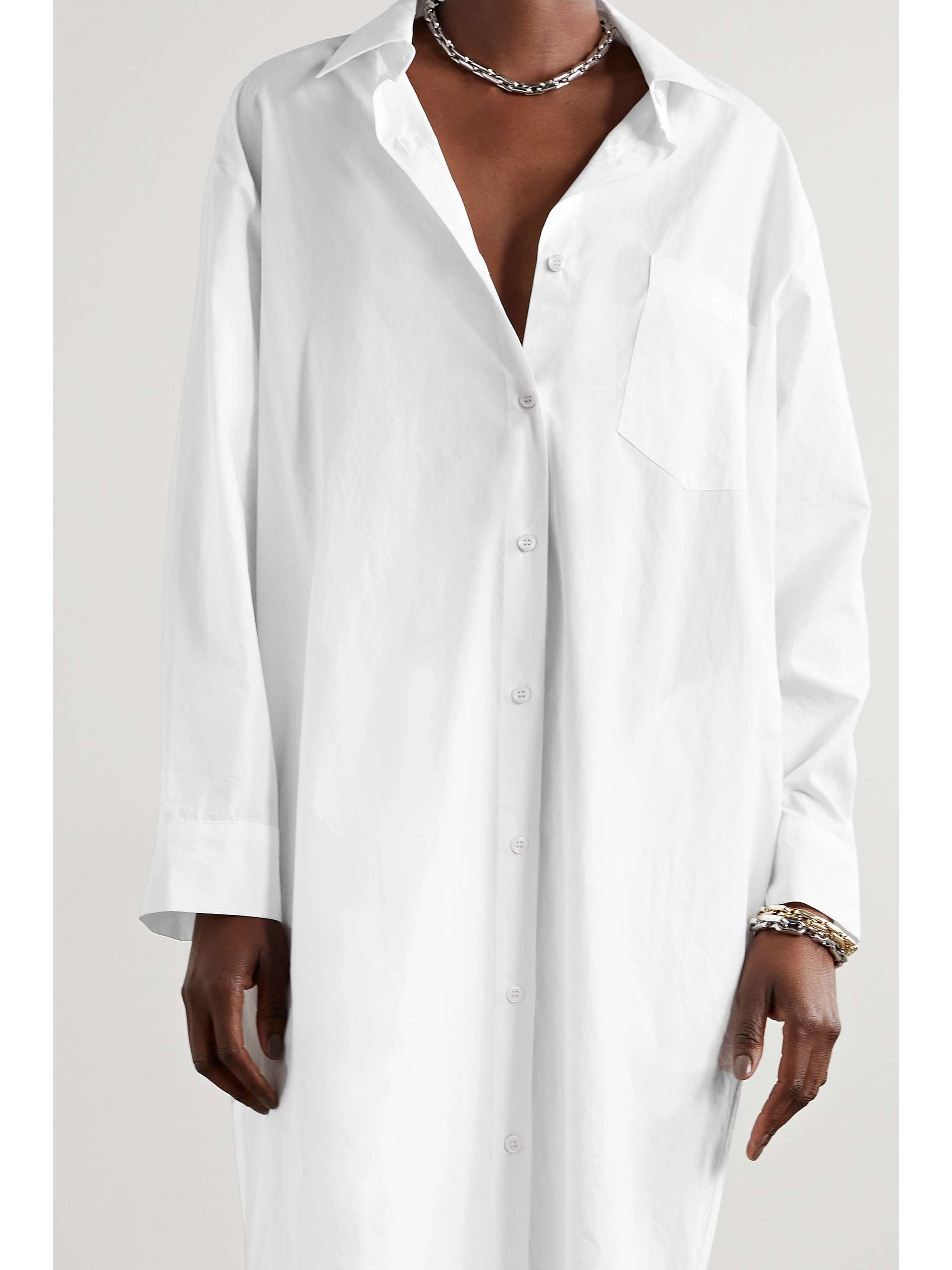 THE FRANKIE SHOP Robe-chemise midi oversize en popeline de coton biologique Cala