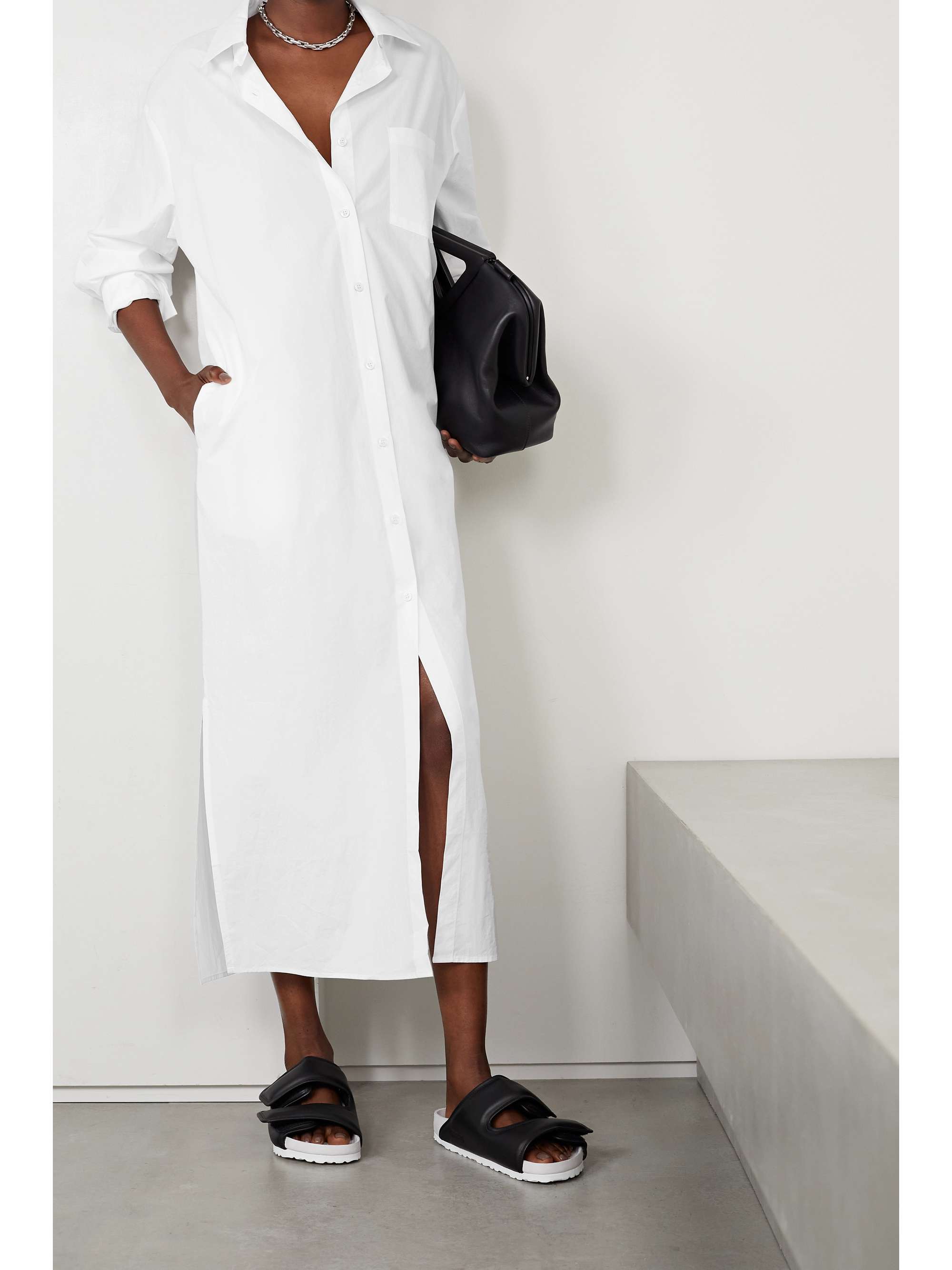 THE FRANKIE SHOP Robe-chemise midi oversize en popeline de coton biologique Cala