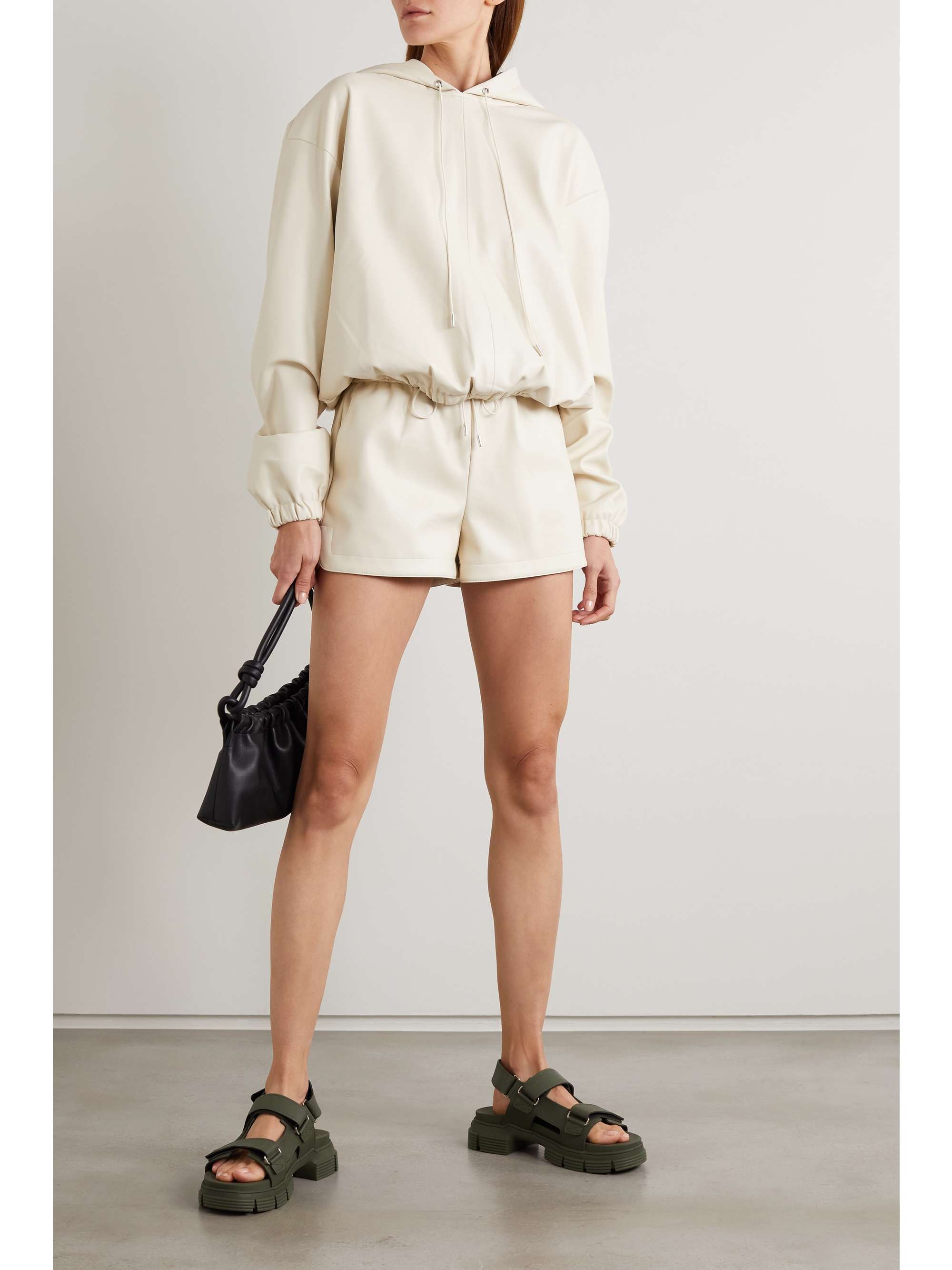 Ivory Agata faux leather shorts 