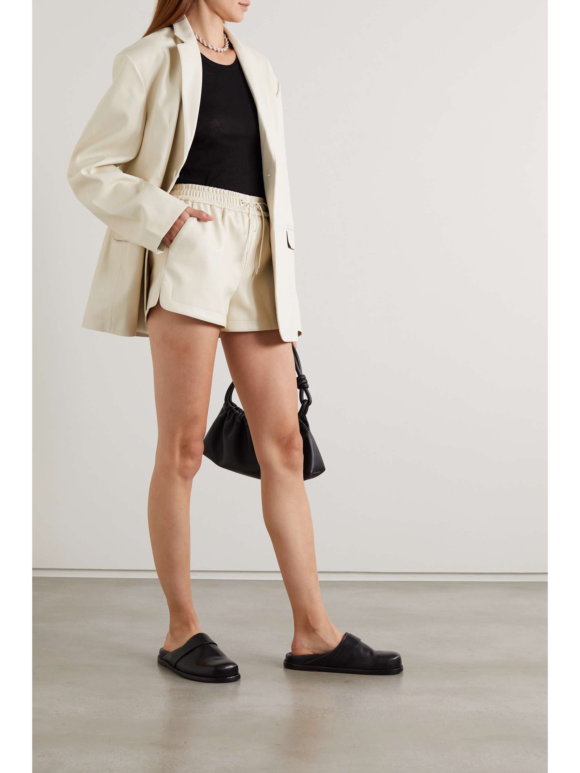 Ivory Agata faux leather shorts 