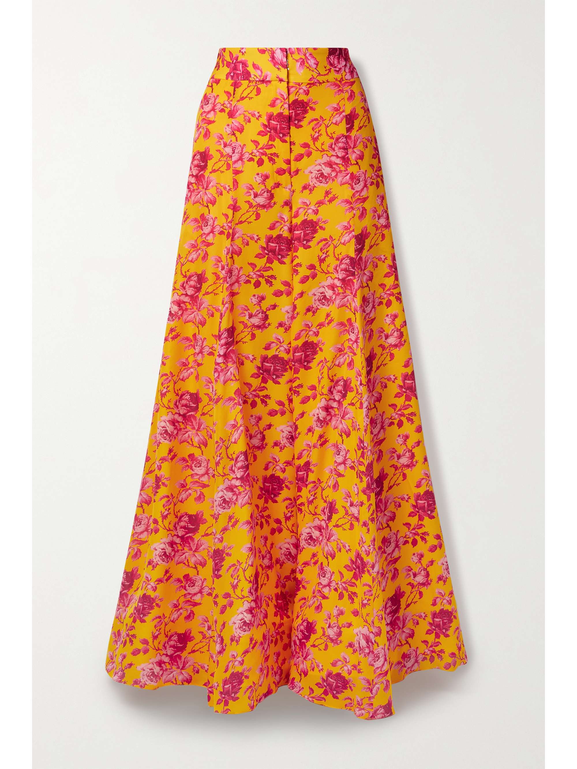 Yellow Floral-print silk-georgette wide 
