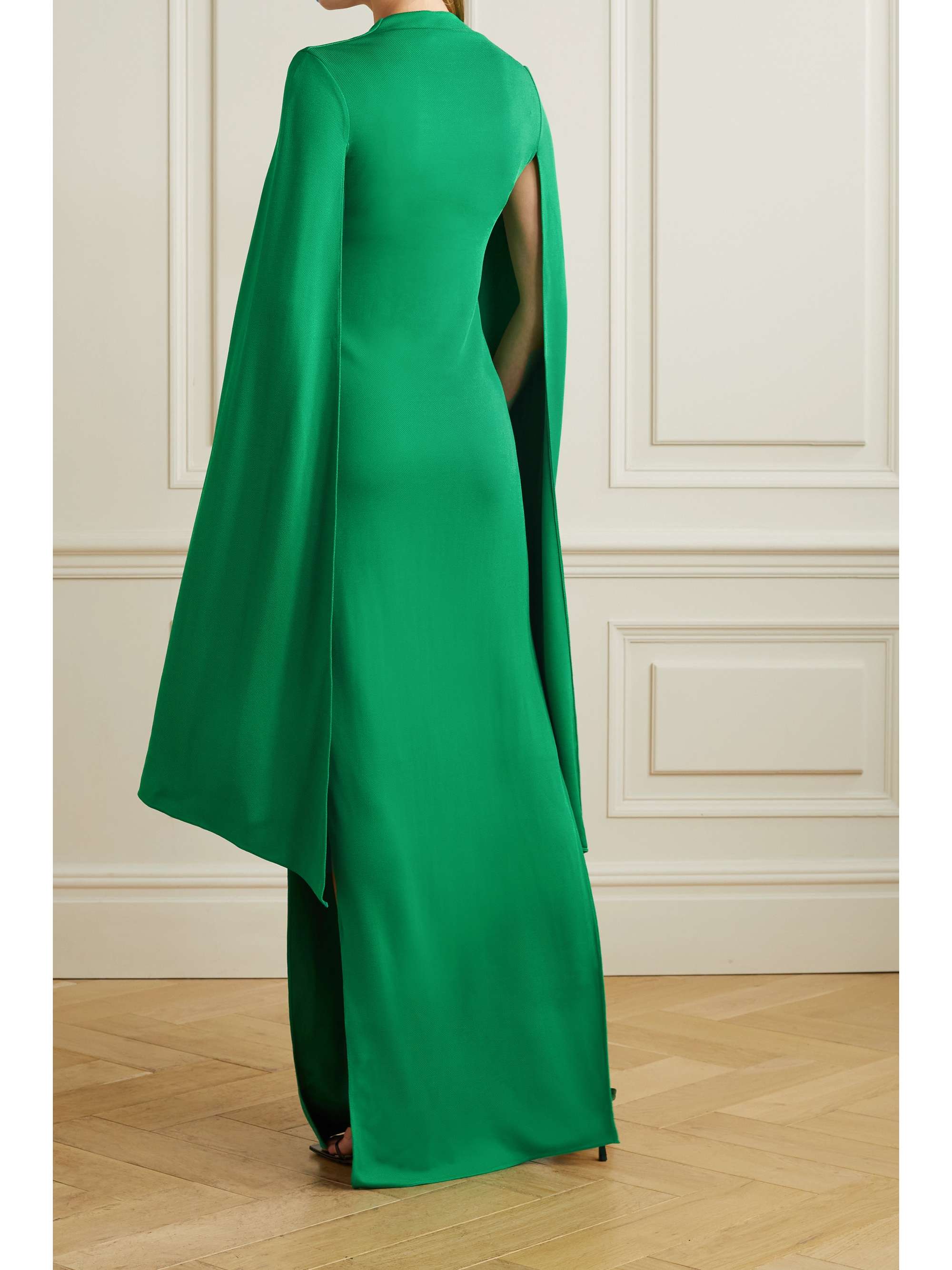 Green Tomesha cape-effect belted 