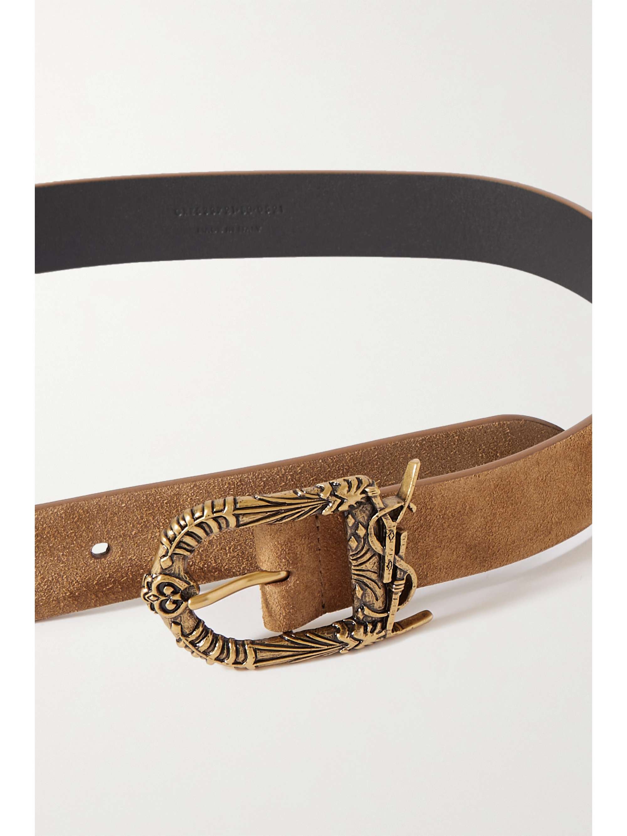 Brown Monogramme suede belt | SAINT 