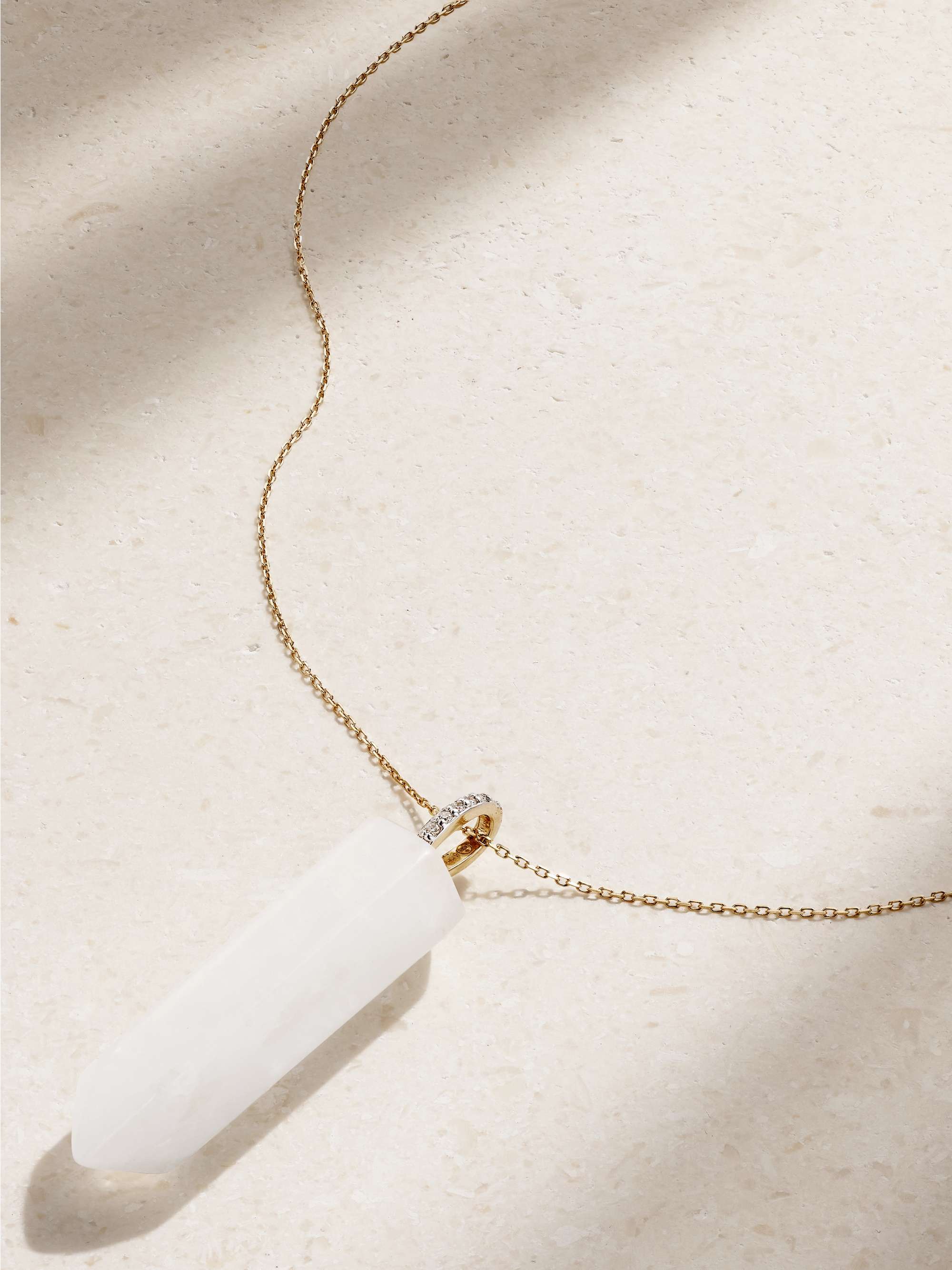 MATEO 14-karat gold, quartz and diamond necklace