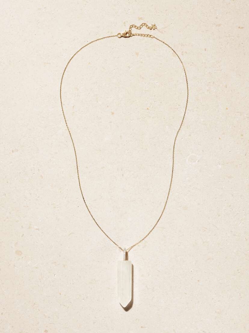 Mateo 14-karat Gold, Quartz And Diamond Necklace