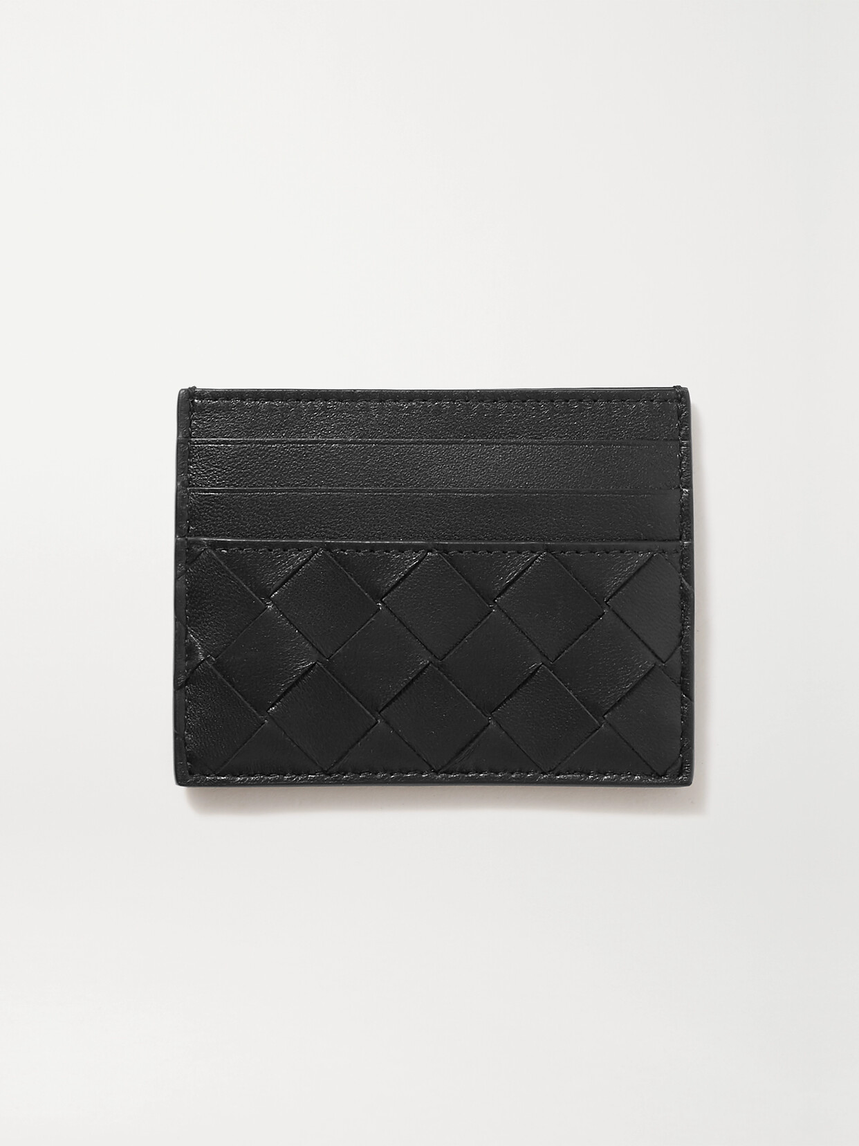 Bottega Veneta Intrecciato Leather Cardholder In Black