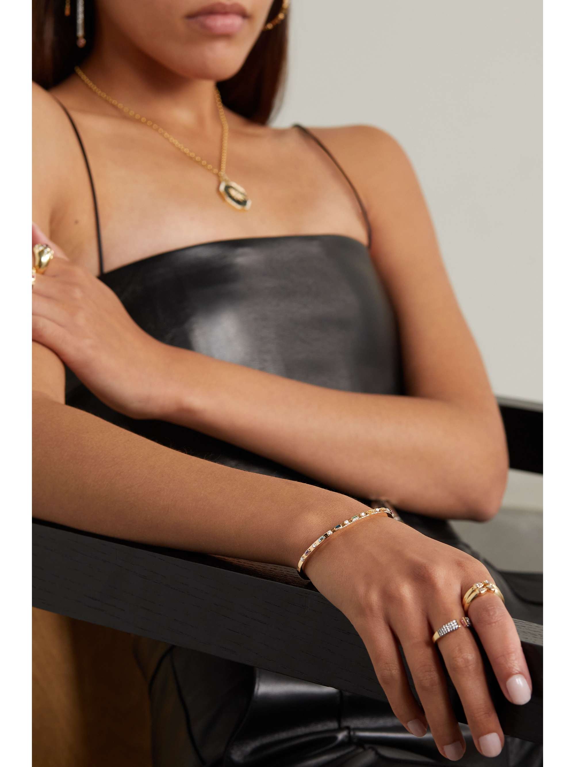 SORELLINA Tarot 18-karat gold, sapphire and diamond bangle