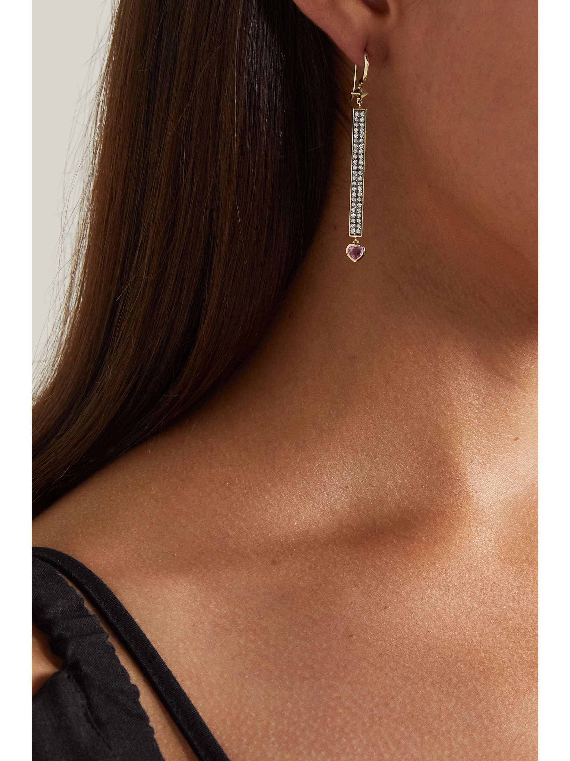 SORELLINA Cupid's Stx 18-karat gold, diamond and sapphire earrings