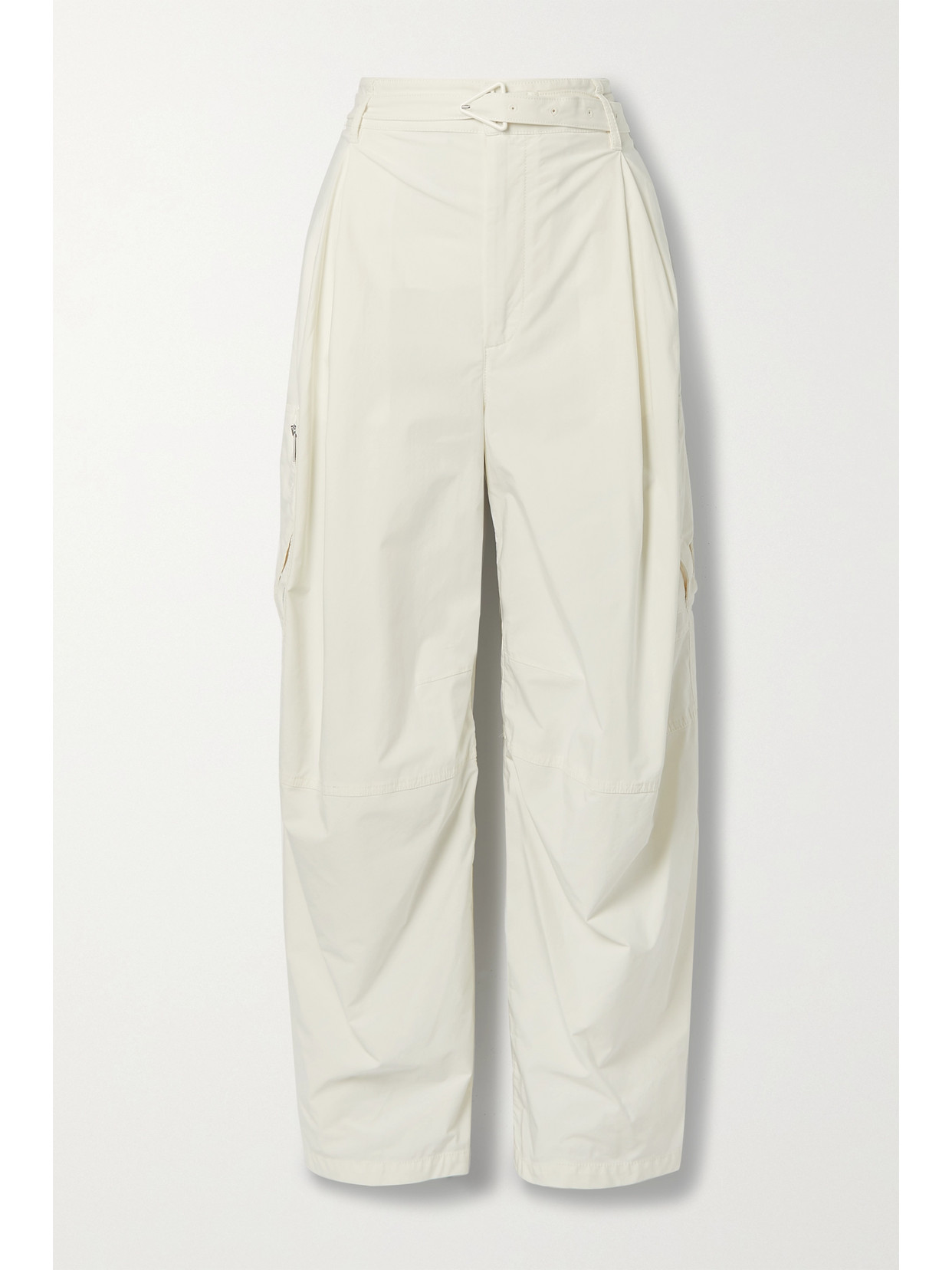 Bottega Veneta Belted Wool-blend Wide-leg Cargo Pants In White | ModeSens