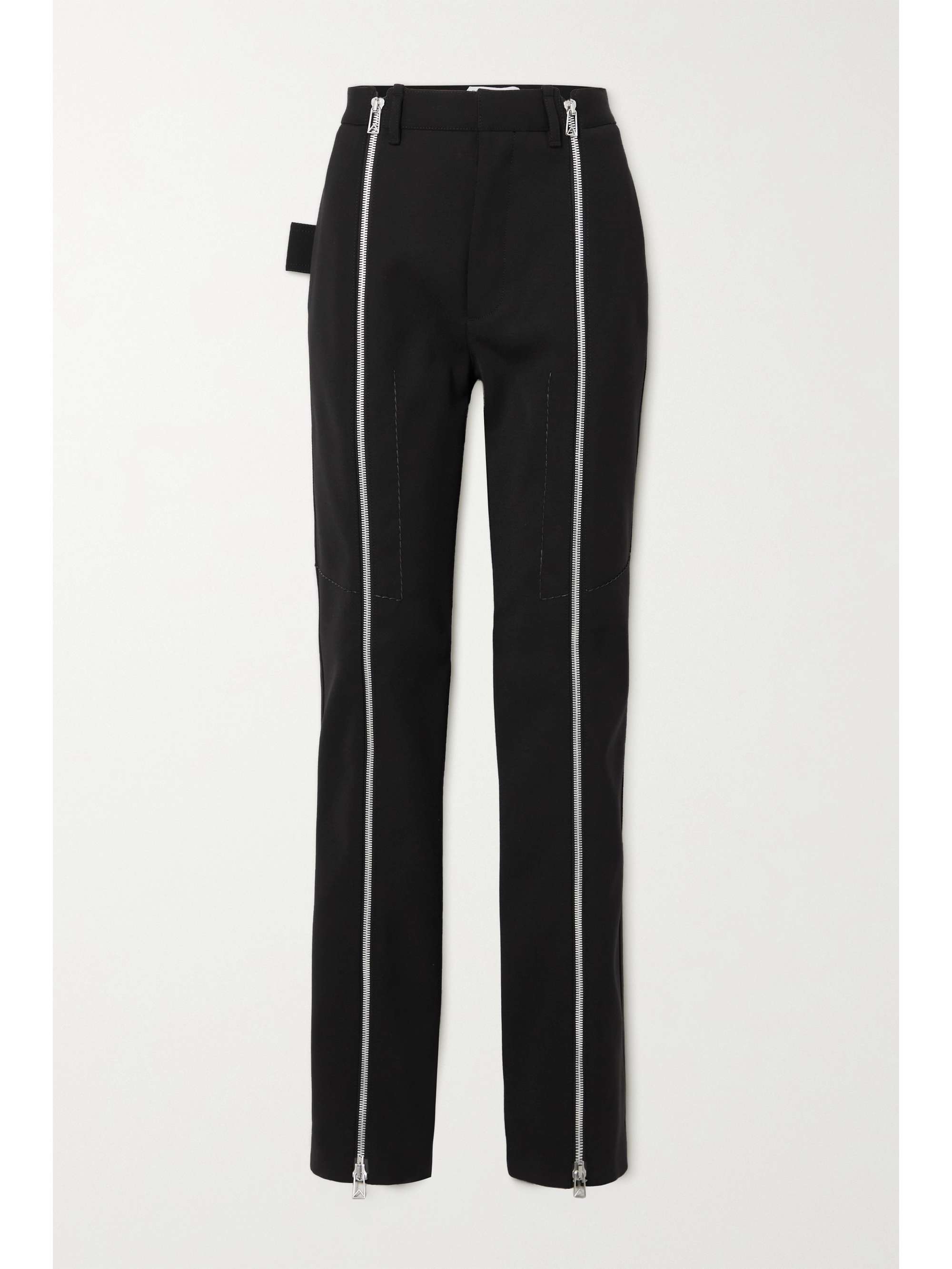 Black Zip-detailed stretch wool-blend 