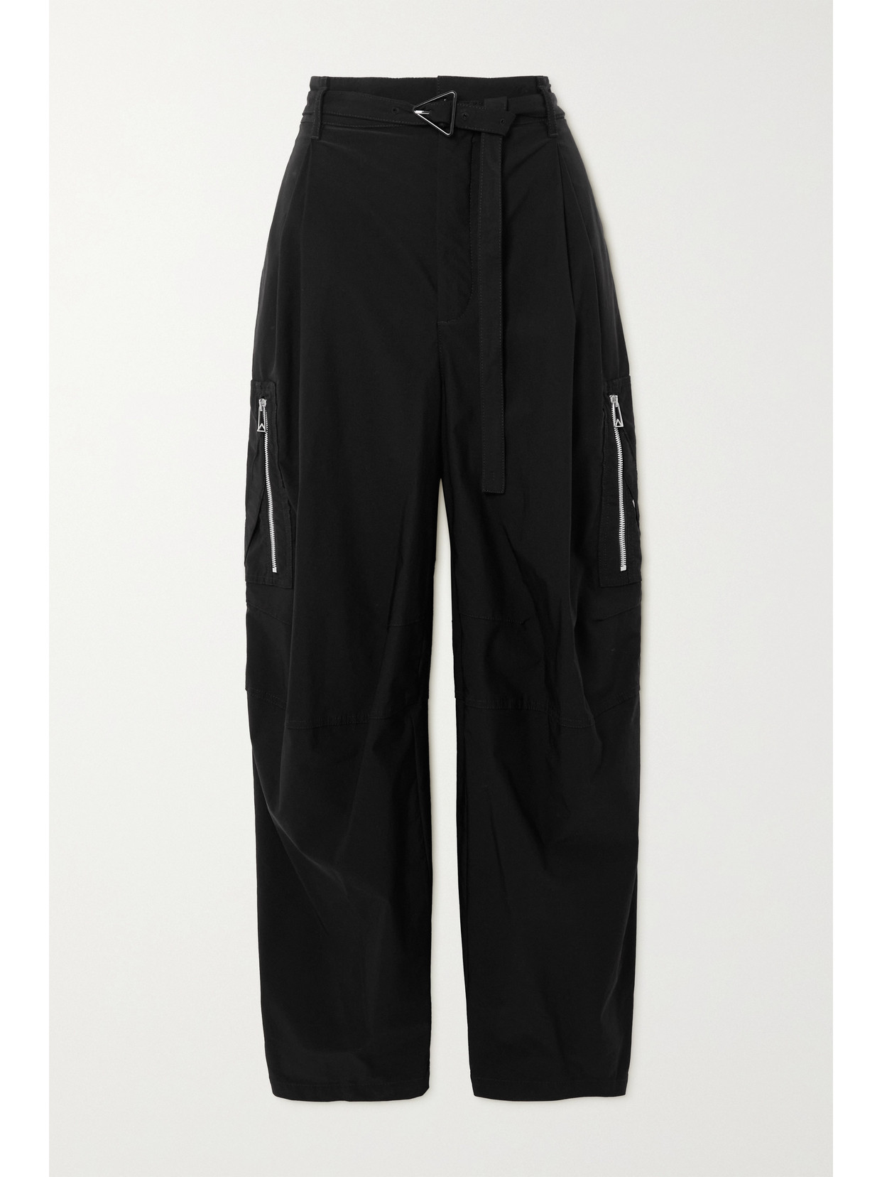 Bottega Veneta Belted Wool-blend Wide-leg Cargo Pants In Black