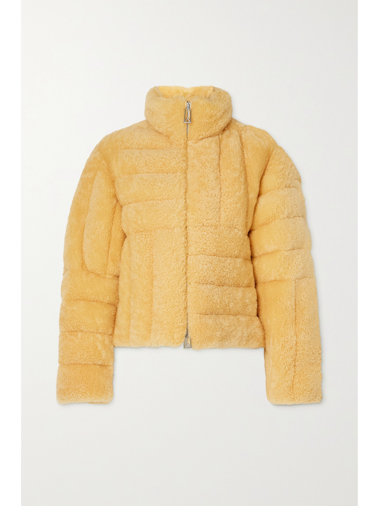 Bottega Veneta Intrecciato Pattern Padded Jacket In Yellow