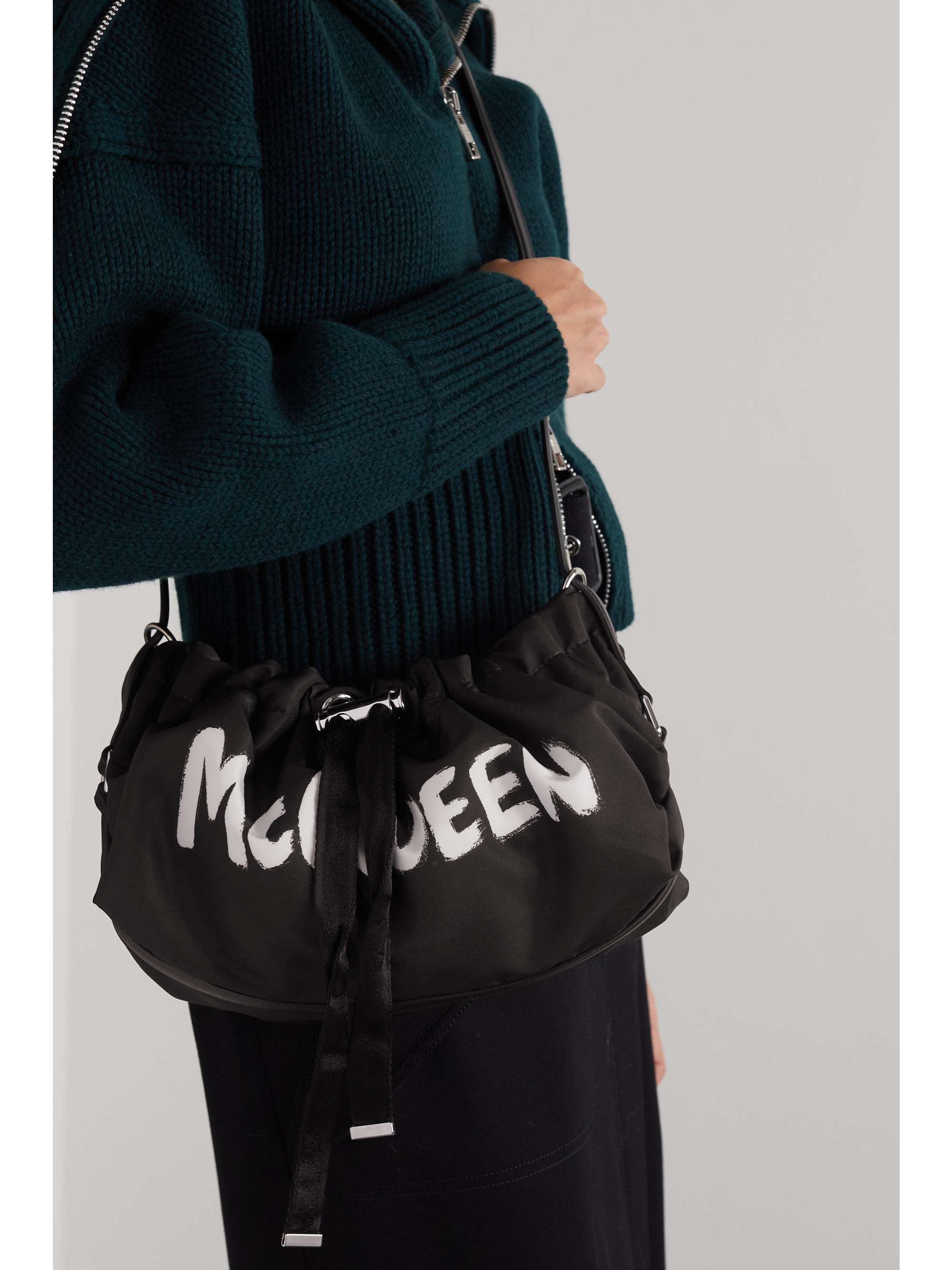 MCQUEEN The Mini Bundle embroidered metallic leather shoulder bag