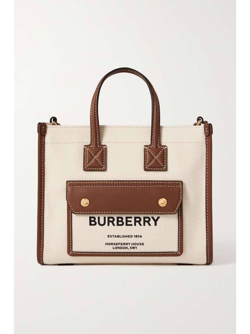 Burberry Leather-trimmed Printed Canvas Tote