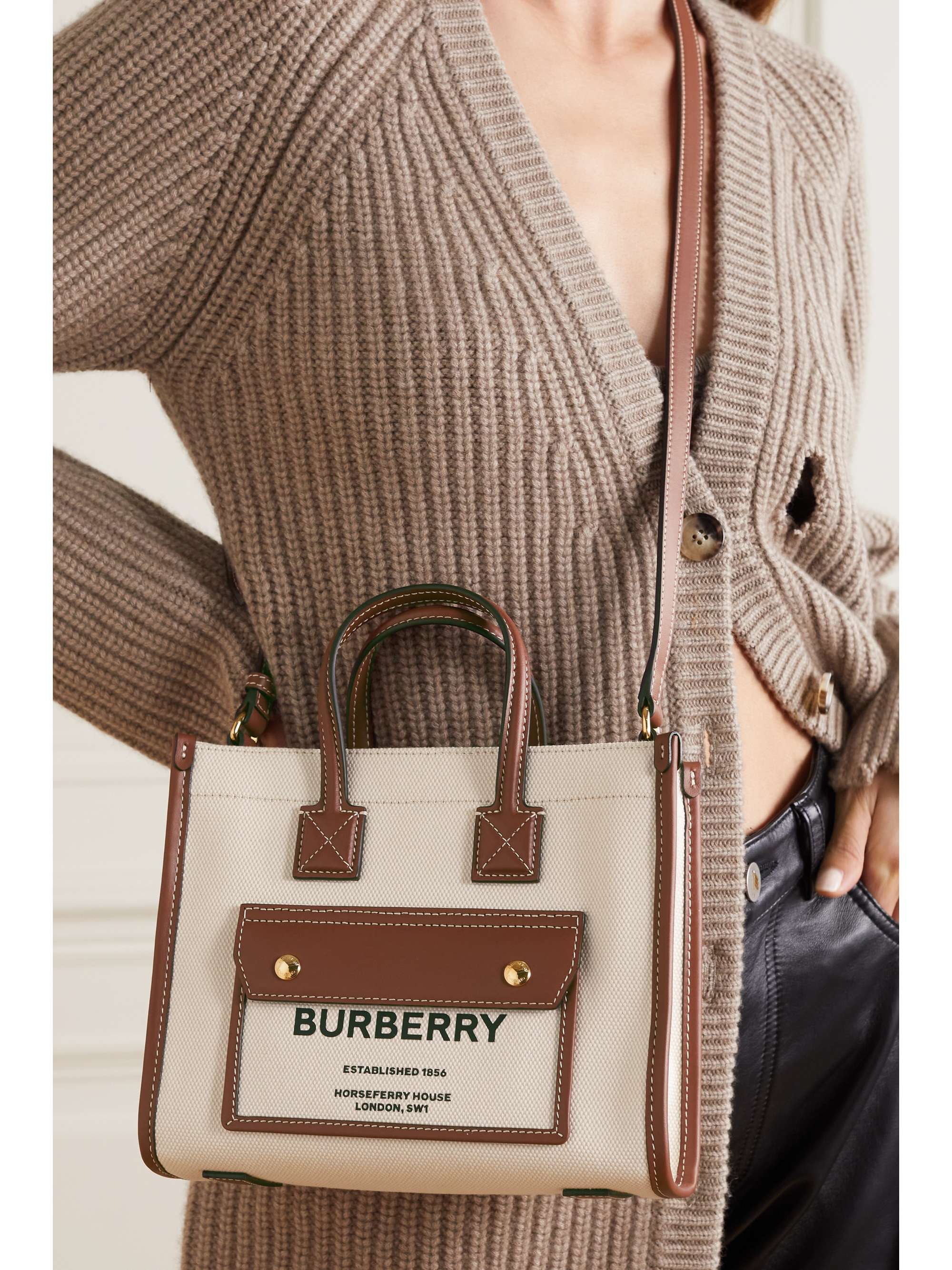 Burberry Canvas & Leather Medium Freya Tote - Natural