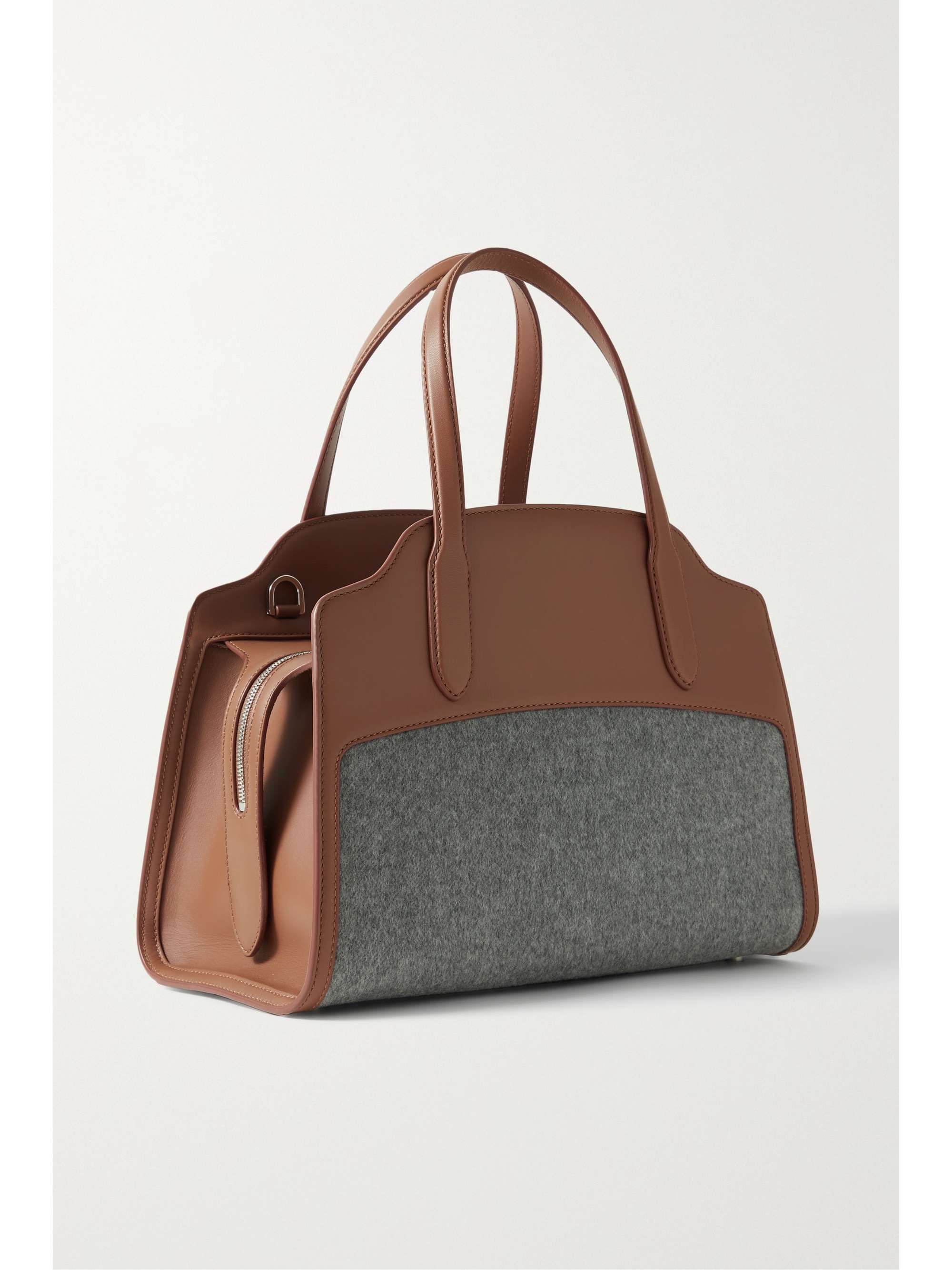 LORO PIANA Sesia medium leather and cashmere tote NETAPORTER