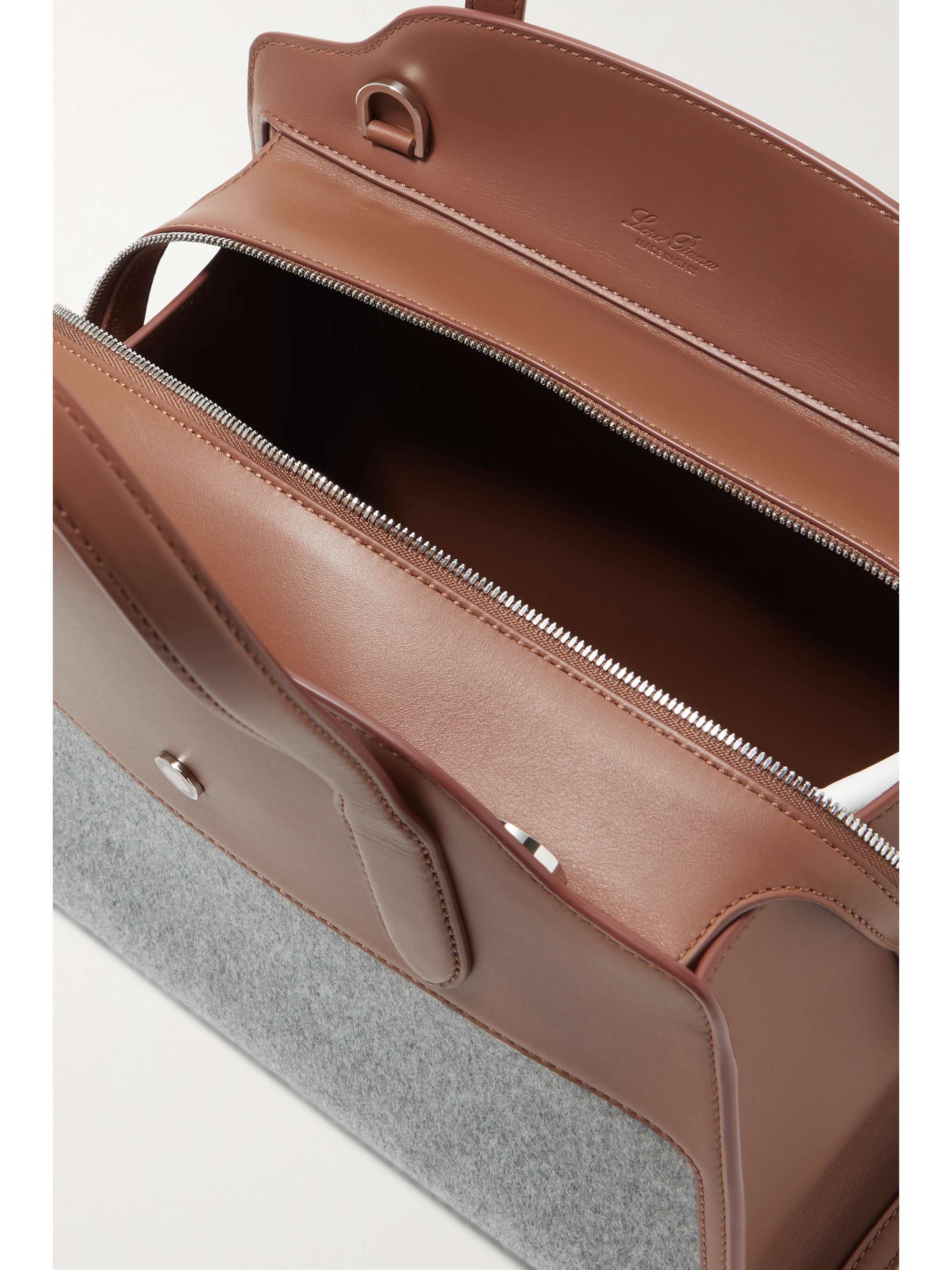 LORO PIANA Sesia 皮革羊绒中号手提包