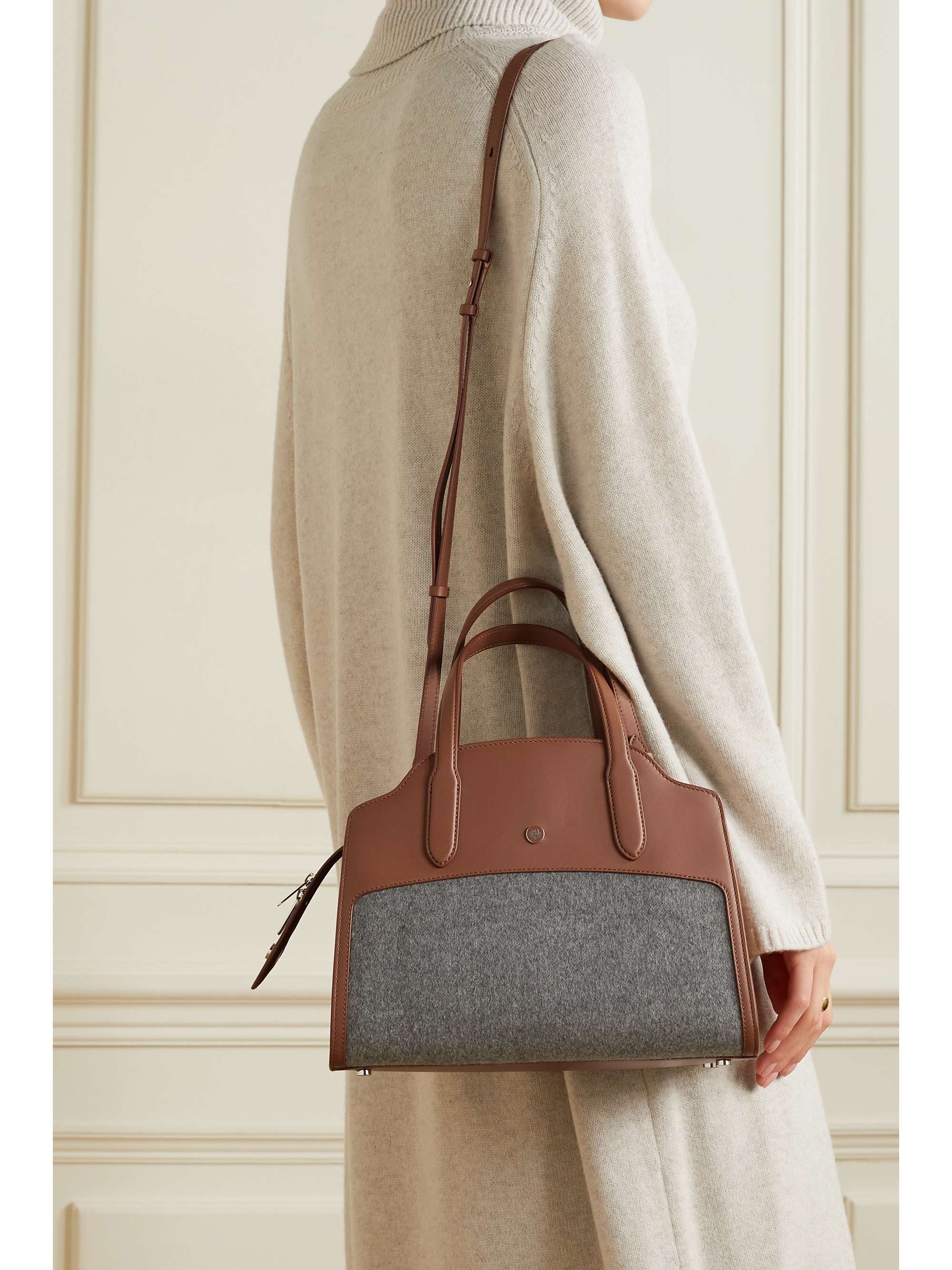 LORO PIANA Sesia 皮革羊绒中号手提包