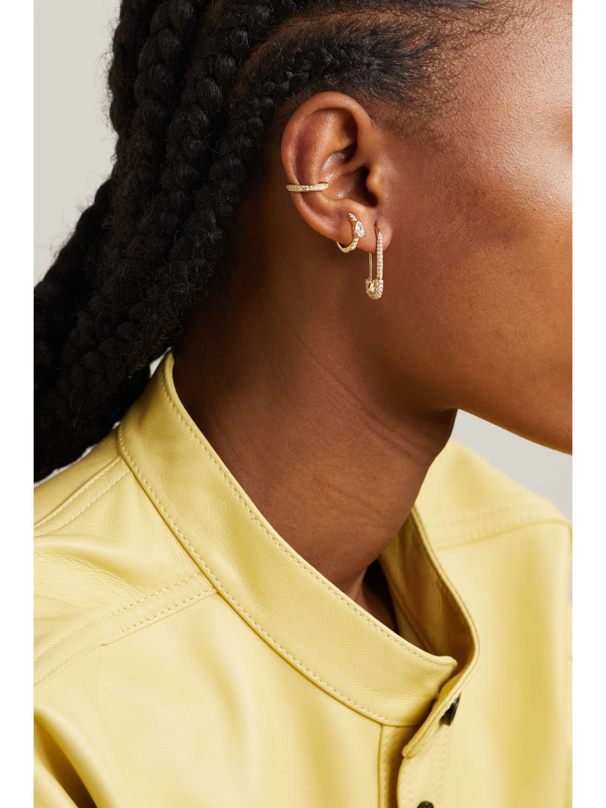 ANITA KO Safety Pin 18-karat rose gold sapphire earring