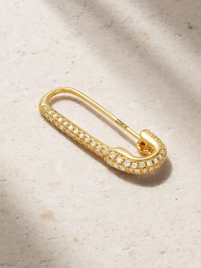 Anita Ko Safety Pin 18-karat Gold Diamond Earring