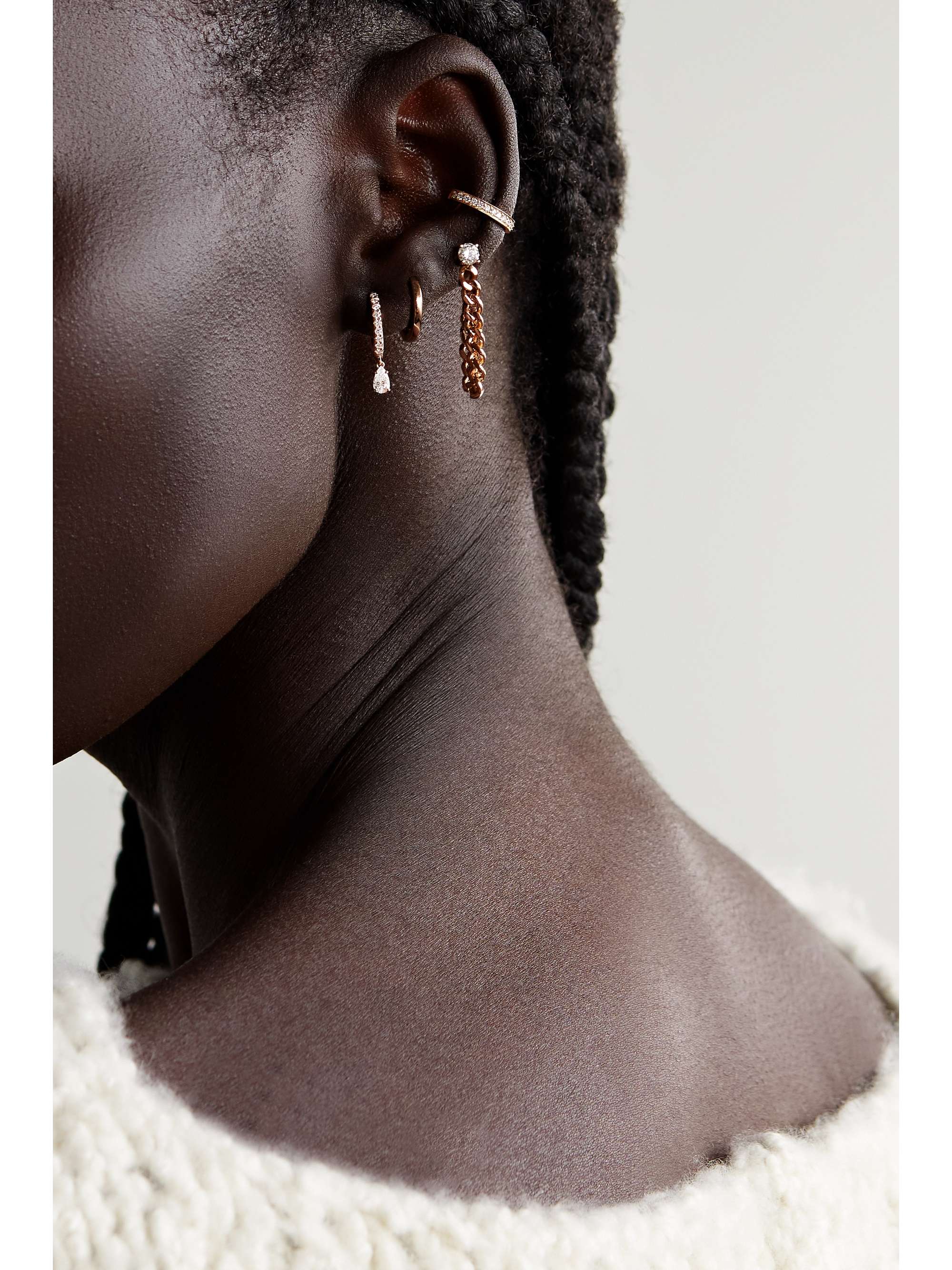 ANITA KO 18-karat gold, emerald and diamond single hoop earring