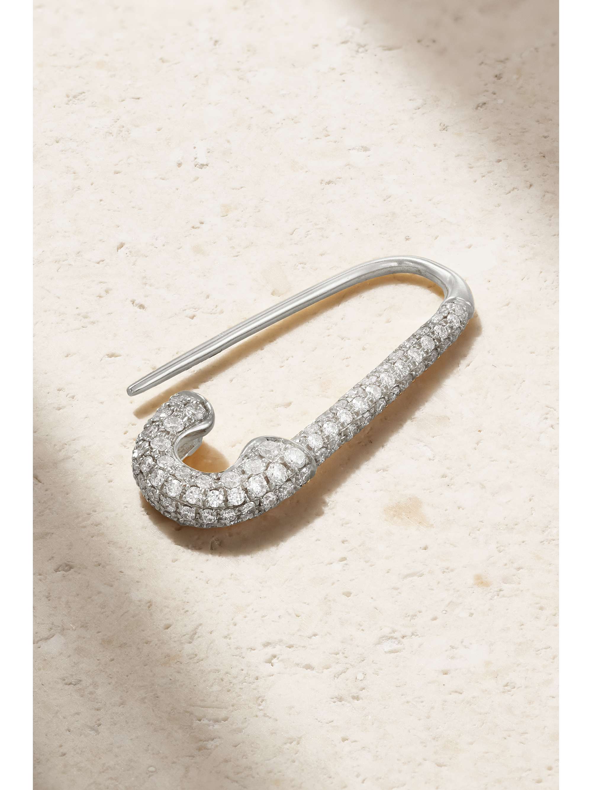 ANITA KO Safety Pin 18-karat rose gold sapphire earring