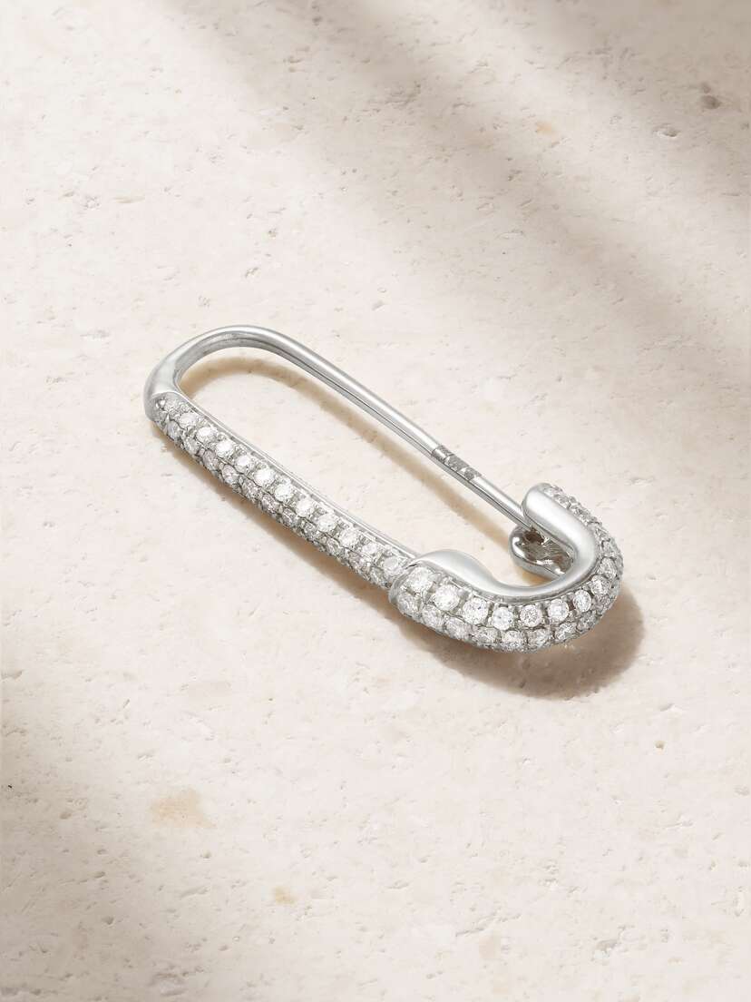 Anita Ko Safety Pin 18-karat White Gold Diamond Single Earring