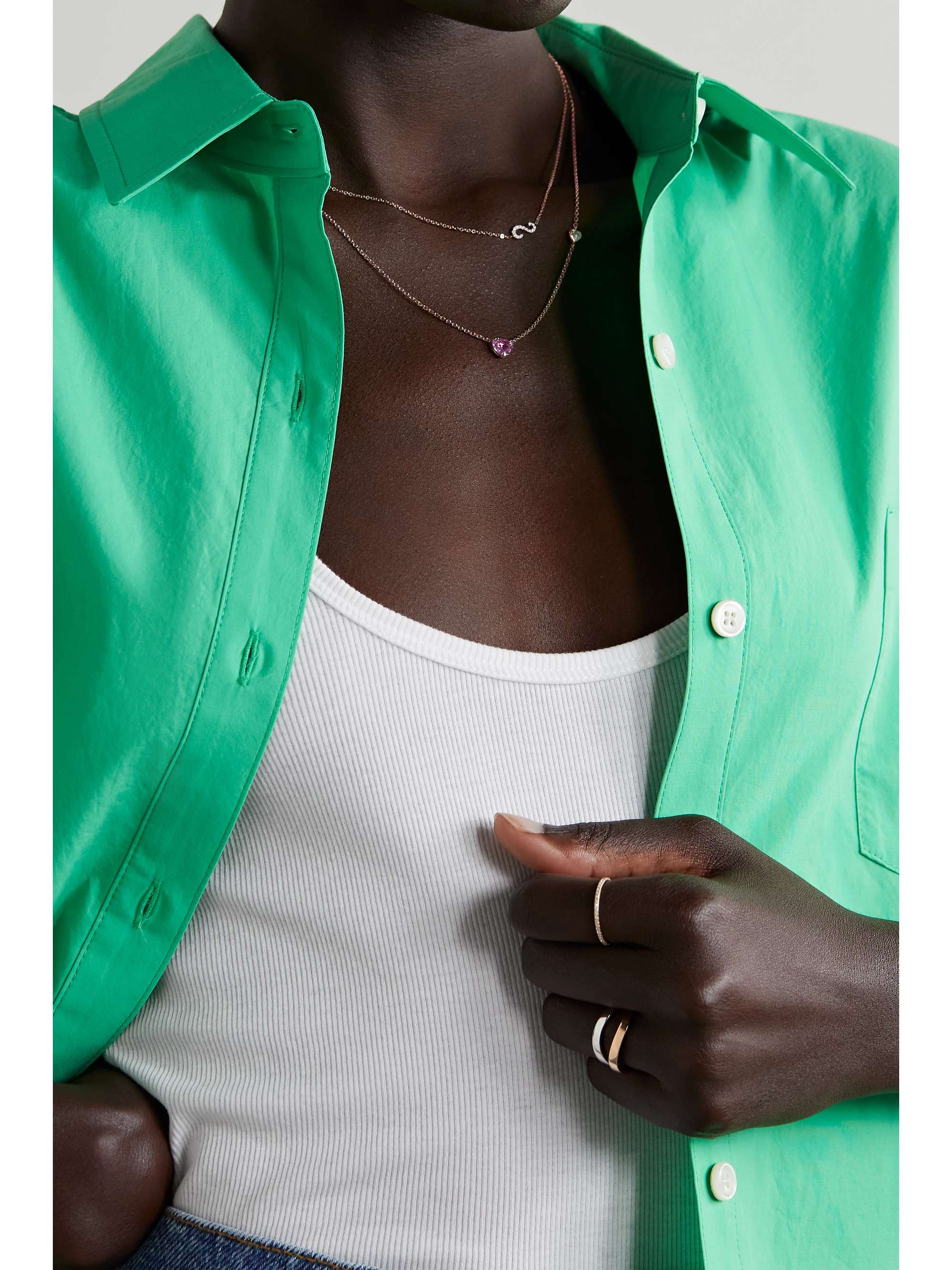 ANITA KO 18-karat rose gold, sapphire and diamond necklace